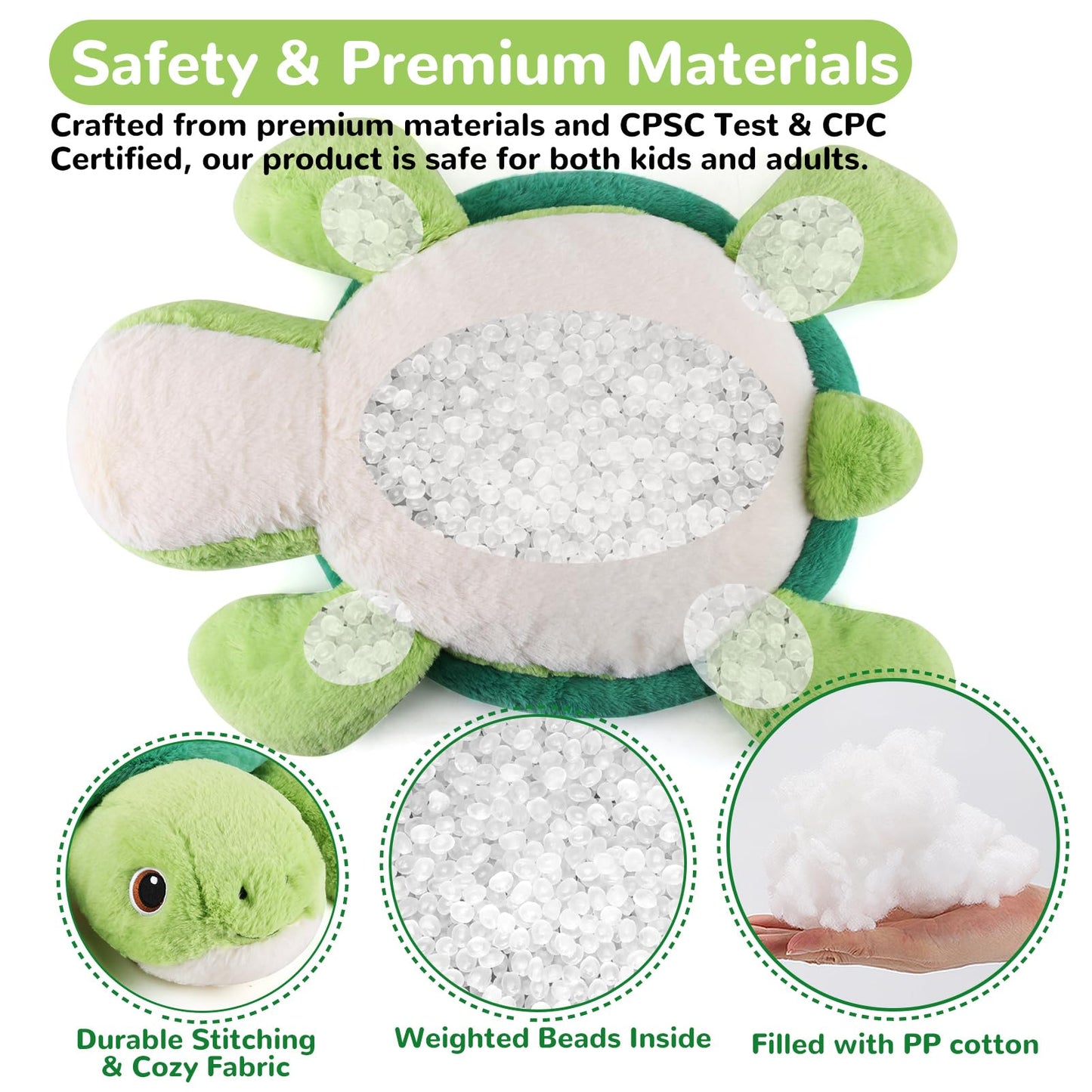 gnomantic Turtle Weighted Stuffed Animals - 22 Inch 4.5 Pounds Weighted Plushies Sea Turtle Stuffed Animal - Big Tortoise Plush Pillow - Cute Plush Toys Gifts for Kids & Adults (22" 4.5 lbs)