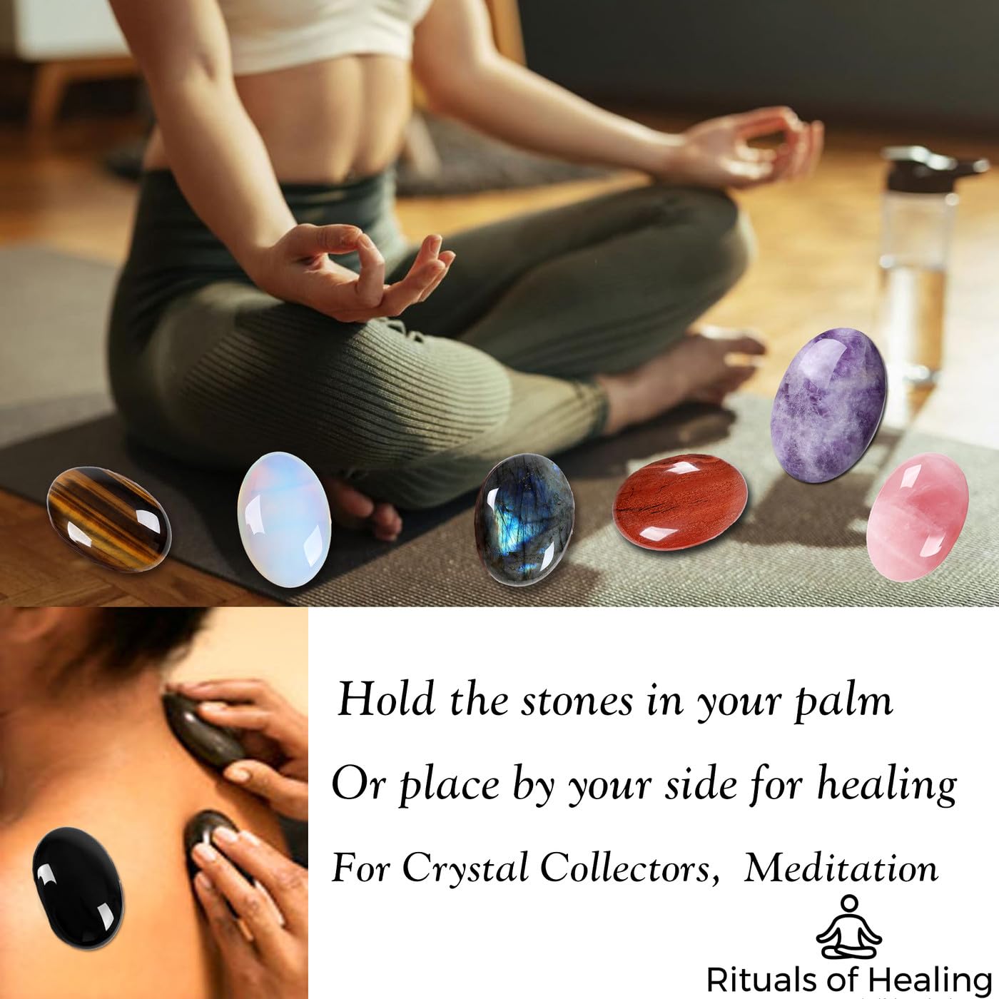 MAIBAOTA 2.4" Amethyst Crystal Healing Crystals Amethyst Stone 0.7" Thick Crystals and Healing Stones Natural Reiki Gemstone Worry Stone Energy Balancing Anxiety Stress Relief Meditation 1 Pc