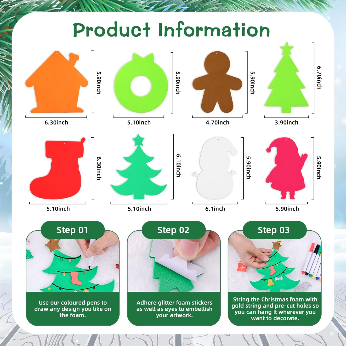 Max Fun Christmas Crafts for Kids Toddlers, 350Pcs Foam Ornaments DIY Christmas Arts and Crafts Kits Bulk Stickers Set, Xmas Tree Snowman Christmas Decorations Crafts Party Favors Supplies