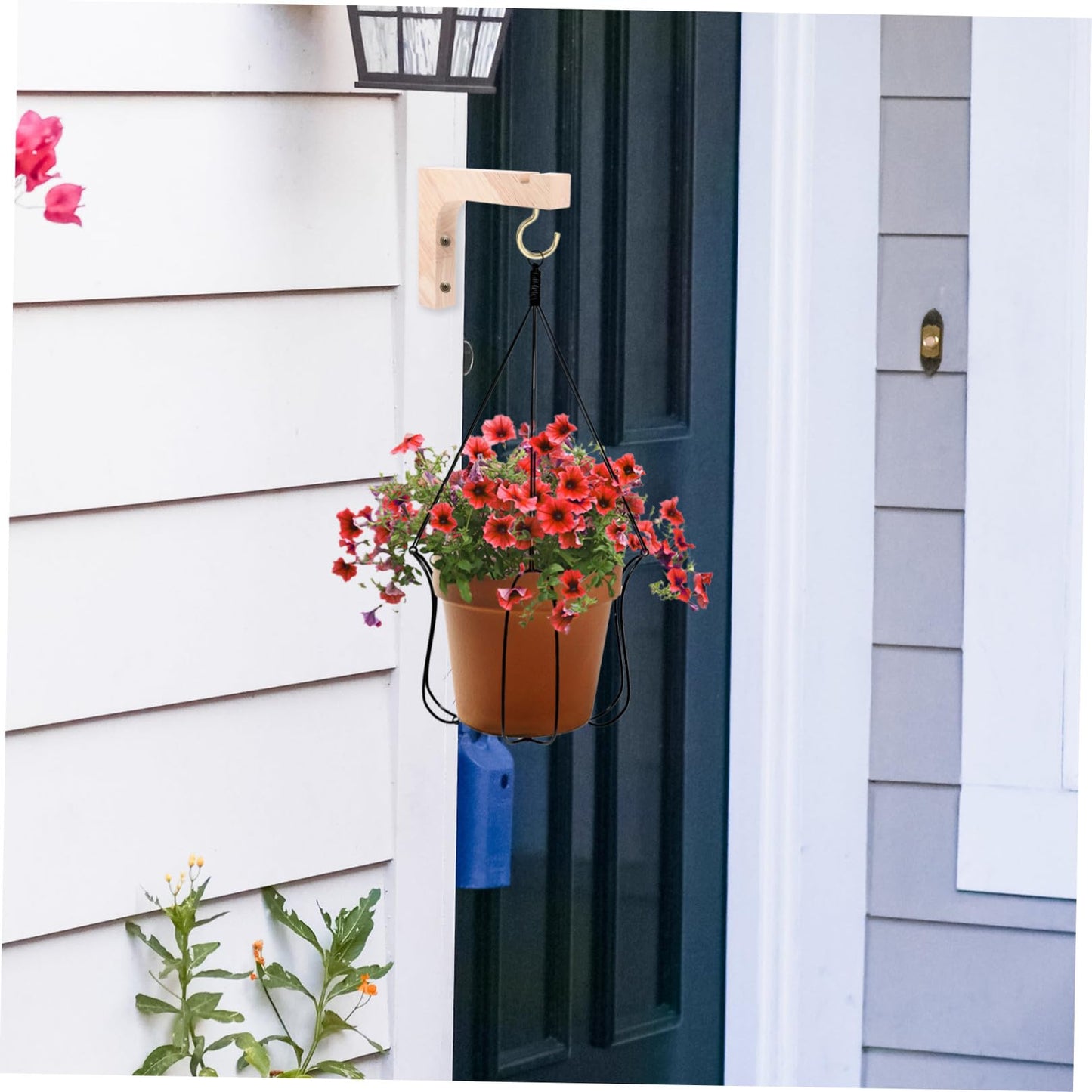 VICASKY Wooden Plant Hanging Hooks 2pcs Heavy-Duty Wall Mounted Plant Hanger Brackets Indoor Outdoor Hanging Stand for Flowerpots