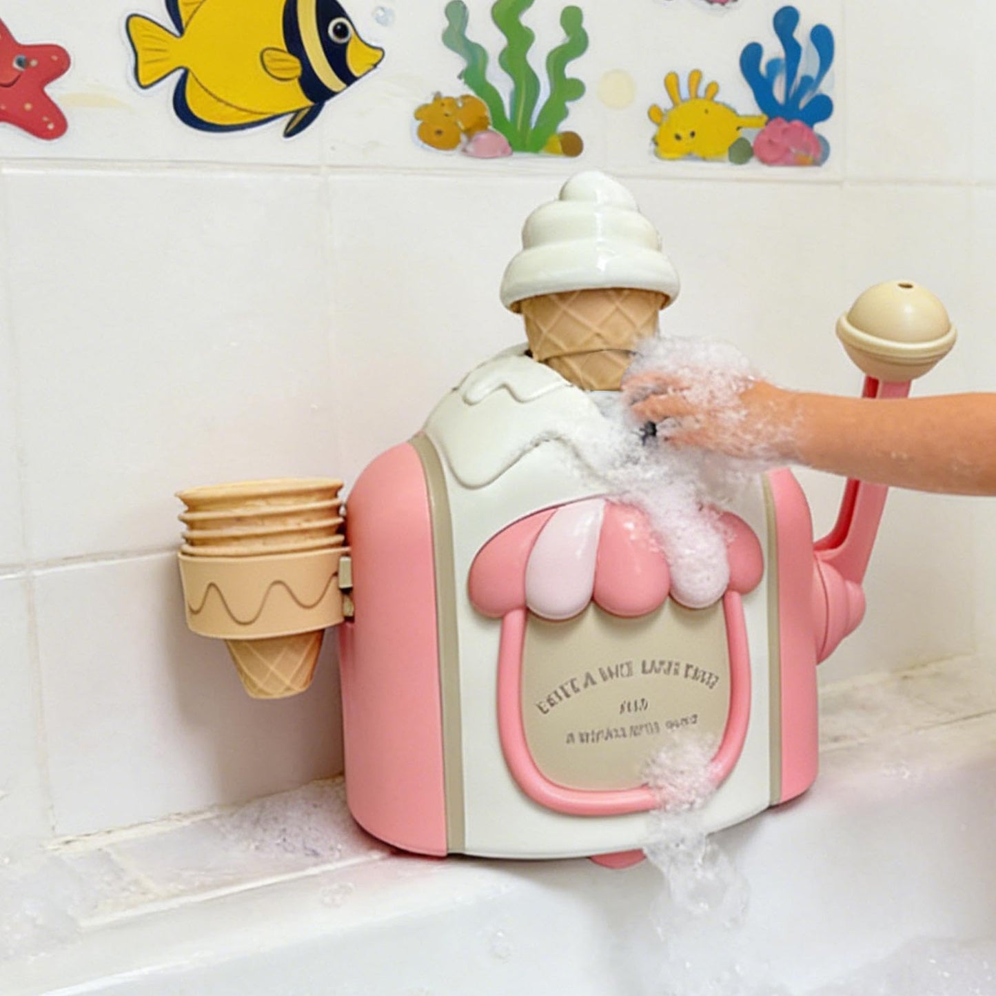 Bath Bubble Ice Cream Maker, Bath Ice Cream Foam Maker,ba-th Bubble Machine, Bathtub IceReam Bathing Toy for 3-6 Years Old Boys Girls Home Bathroom Tub Shower Room Park