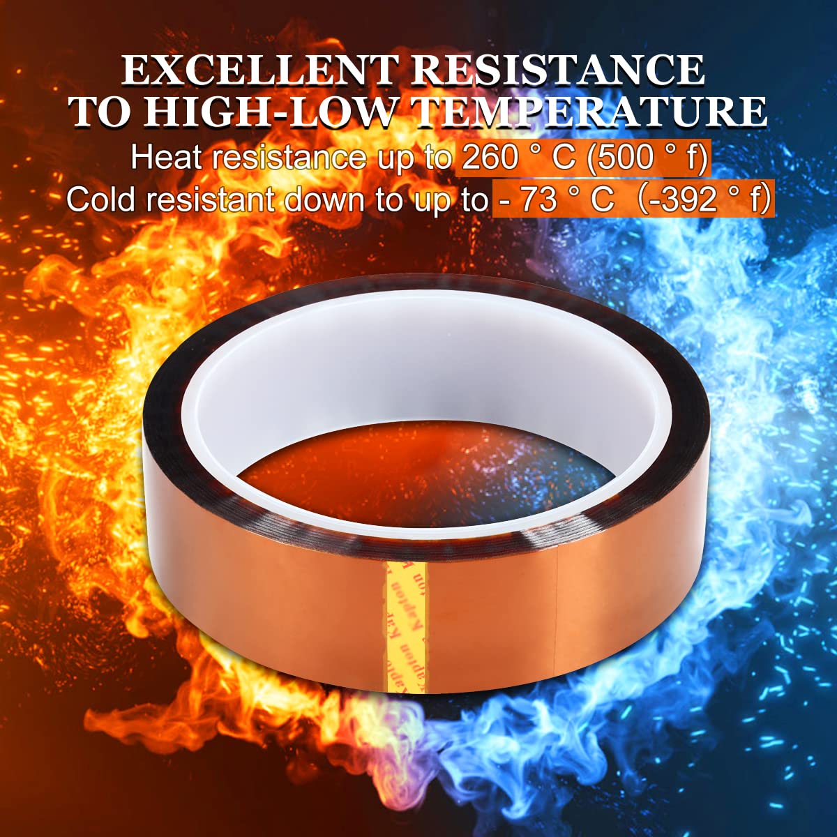 CoYlBod Polyimide Film Adhesive Tape High Temperature Tape 1 inch (25.4mm) X 33m,No Residue Heat Resistant Tape for Sublimation, Masking, 3D Printing, Electric Task, Soldering
