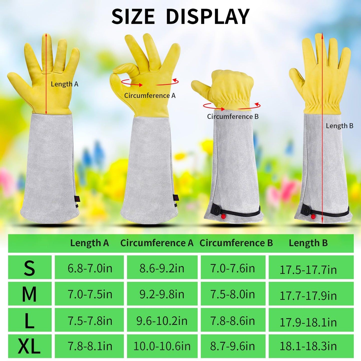 Gardening Gloves for Women/Men - Adjustable Cuff Goatskin Leather Elbow Long Sleeve Garden Gloves Gauntlet Puncture Thorn Proof Cactus Planting Rose Pruning Gloves Protective Work Gardener Gifts