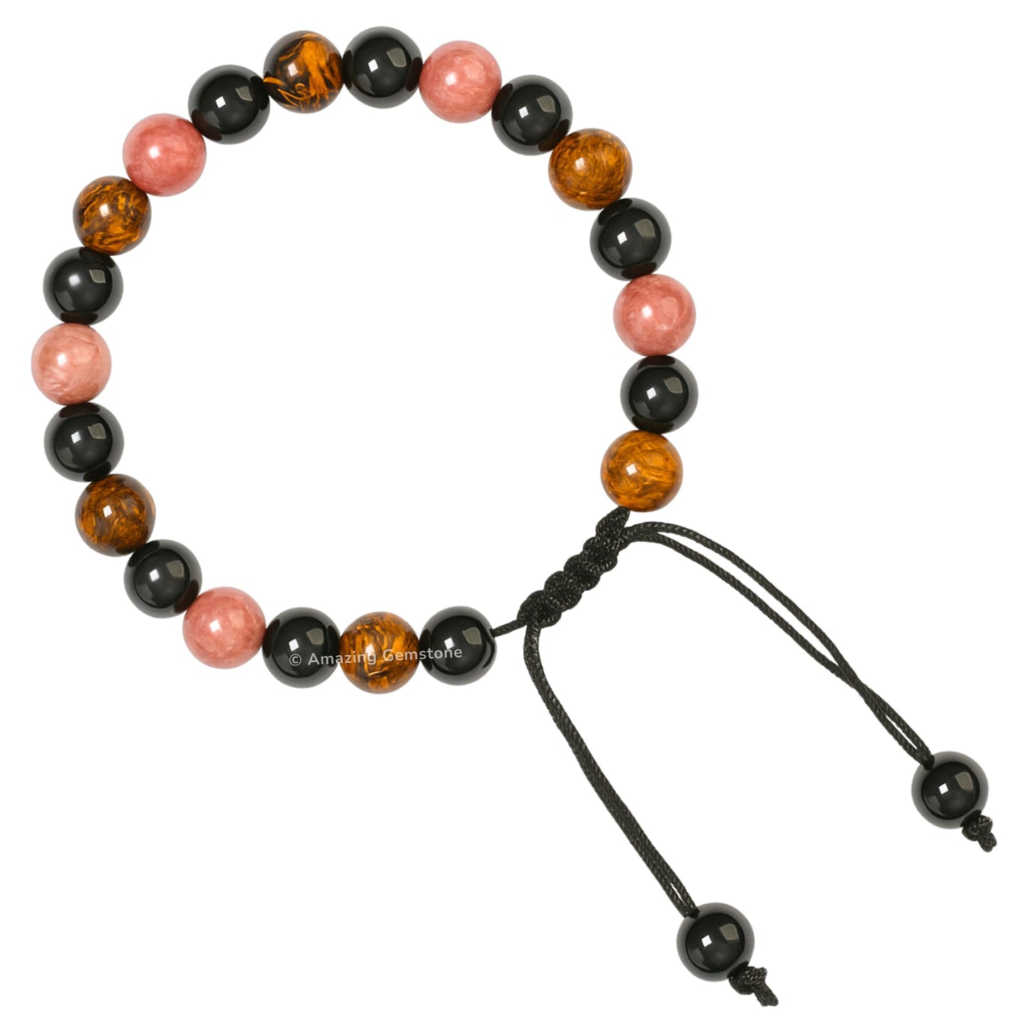 Amazing Gemstone Taurus Zodiac Crystal Bracelet - Rhodonite Mariyam Jasper Black Tourmaline Birthstone Bracelets Women Men Healing Calming Anxiety Stress Relief Gifts (Adjustable)