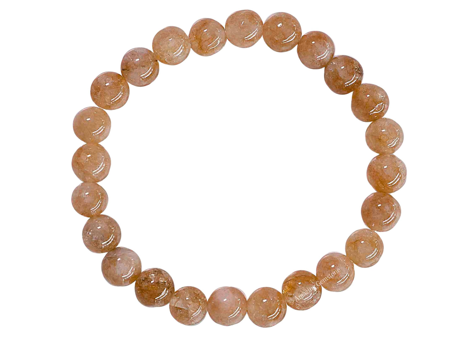 Amazing Gemstone Sunstone Bracelet for Women Men's Gifts - Protection Healing Crystal Bracelet - 8mm Gemstone Beaded Stretchable Bracelet (Regular)