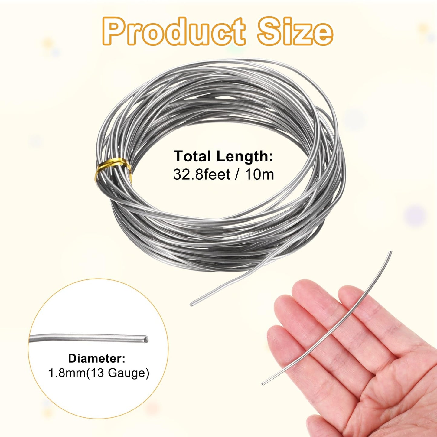 M METERXITY 13 Gauge Stainless Steel Craft Wire, 1.8mm 32.8 ft Bendable Floral Snare Wire for Jewelry Making/Sculpting/Armature Crafting/Floral Bonsai/DIY Crafts