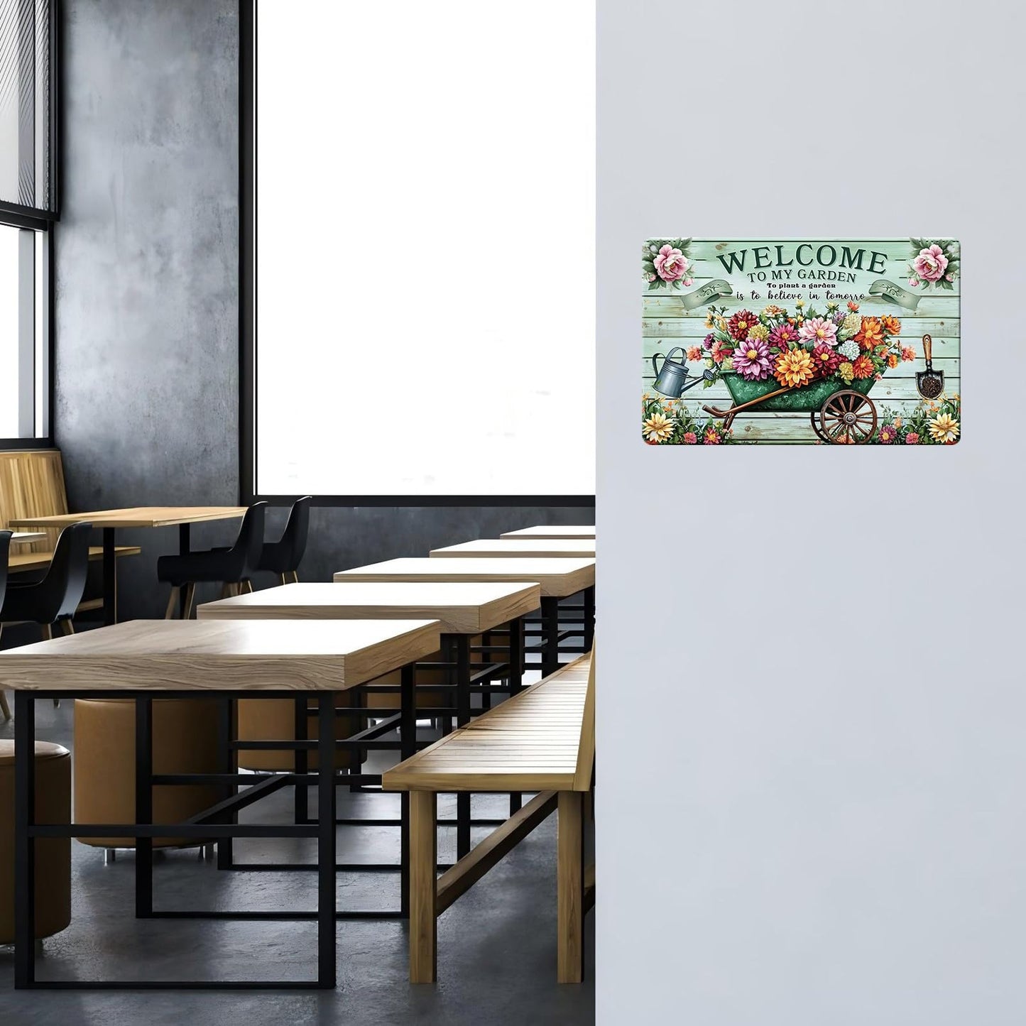 Garden Signs for Outside Welcome To Our Garden Metal Sign Gardening Yard Patio Greenhouse Decor for Women Gardeners Plant Lovers 8x12inch