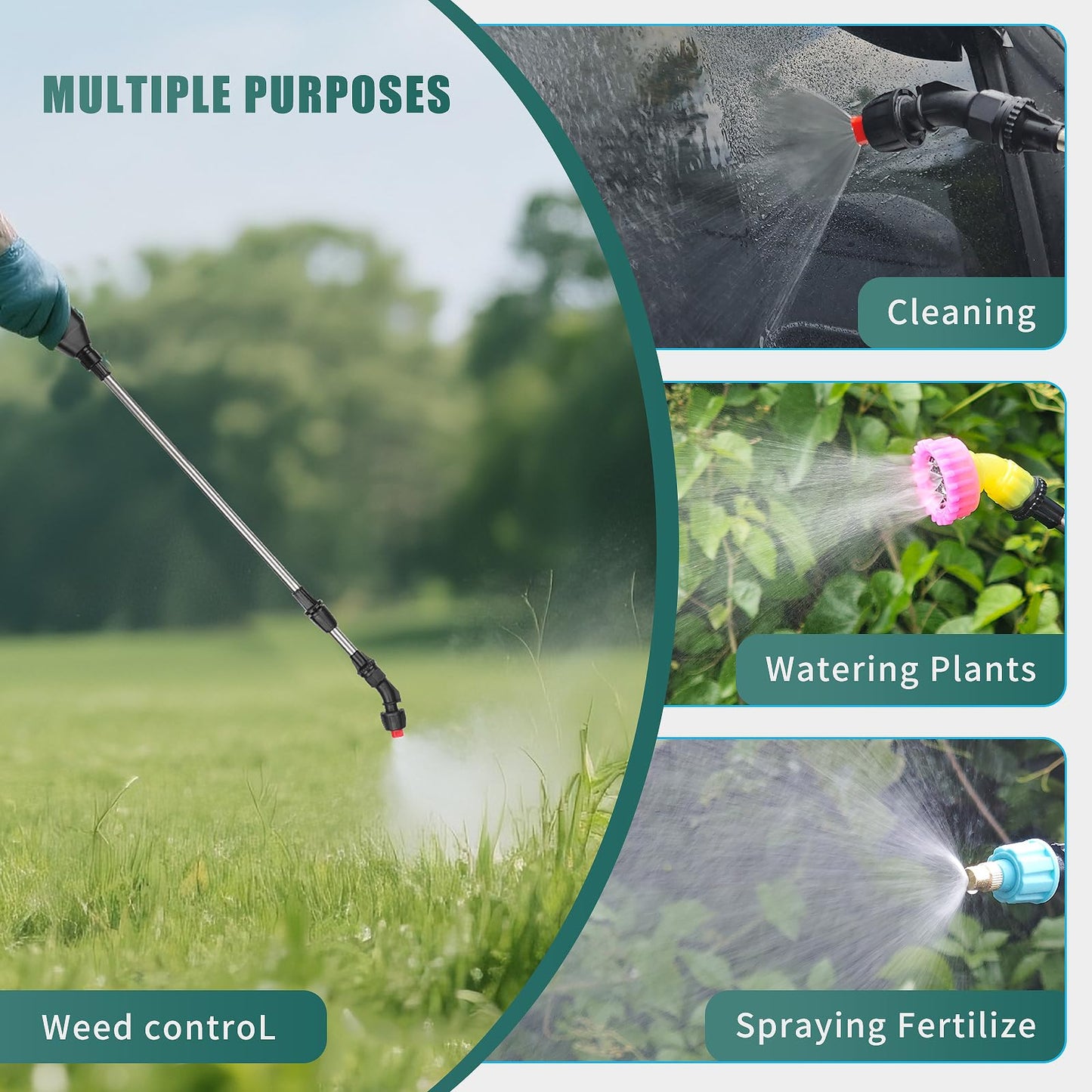 2 Gallon Battery Powered Sprayer, Electric Garden Sprayer, Backpack Sprayer with 3 Mist Nozzles & USB Rechargeable Handle & Retractable Wand & Adjustable Strap for Lawn, Garden, Yard (Green)
