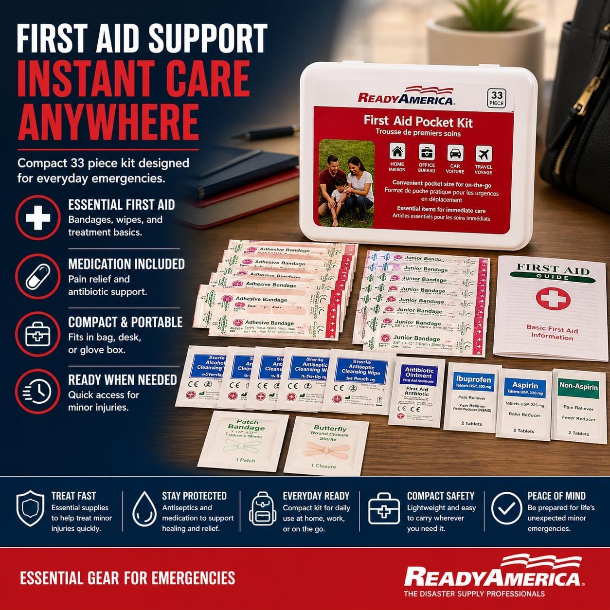 Ready America 72 Hour Deluxe Emergency Kit, 1-Person 3-Day Backpack, First Aid Kit, Survival Blanket, Power Station, Emergency Food, Portable Disaster Preparedness Go-Bag for Earthquake, Fire, Flood