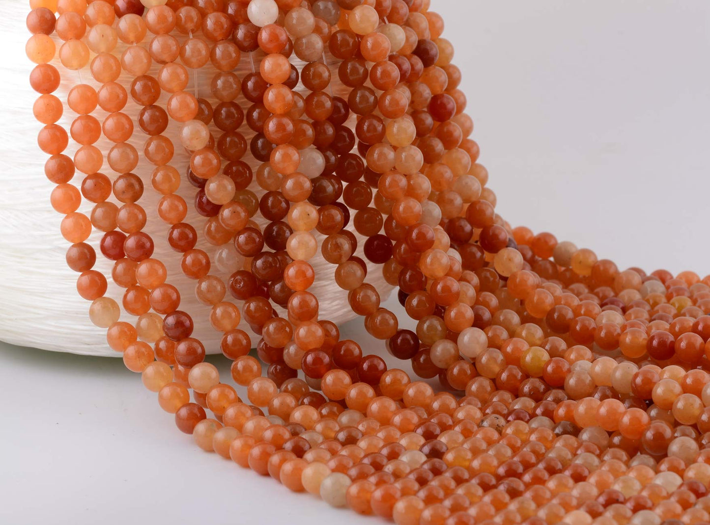 Natural Stone Beads 100pcs Round Genuine Real Stone Beading Loose Gemstones Hole Size 1mm DIY Smooth Bead for Bracelet Necklace Earrings Jewelry Making (Red Aventurine, 8mm)