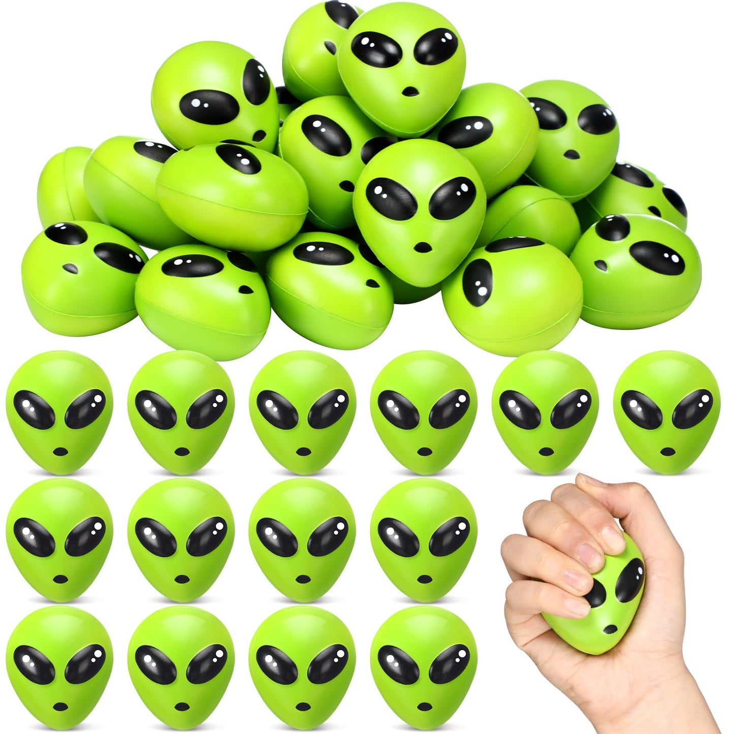 Wettarn 24 Pcs Mini Alien Stress Relief Balls Bulk Christmas Aliens Squeeze Ball PU Aliens Fidget Stress Toys Christmas Tiny Alien Toys for Xmas Birthday Party Gifts