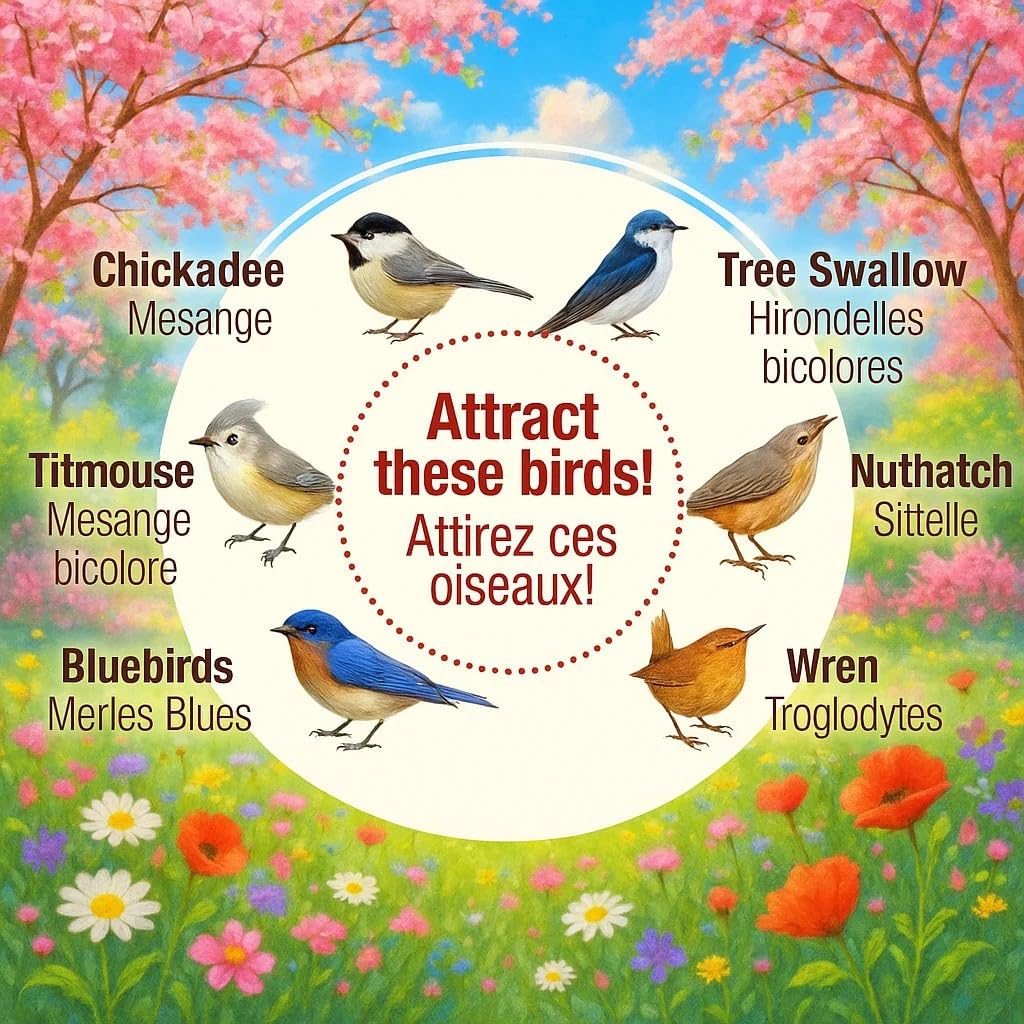 Water Proof Bluebird House for Outside, 2 Layers Metal Roof Water Proof, Outdoor Lifetime Durability Solid Cedar Wood Bird House for Pole, Secure Latch, Updated 1.5" Hole Size (Comfy Mansion)