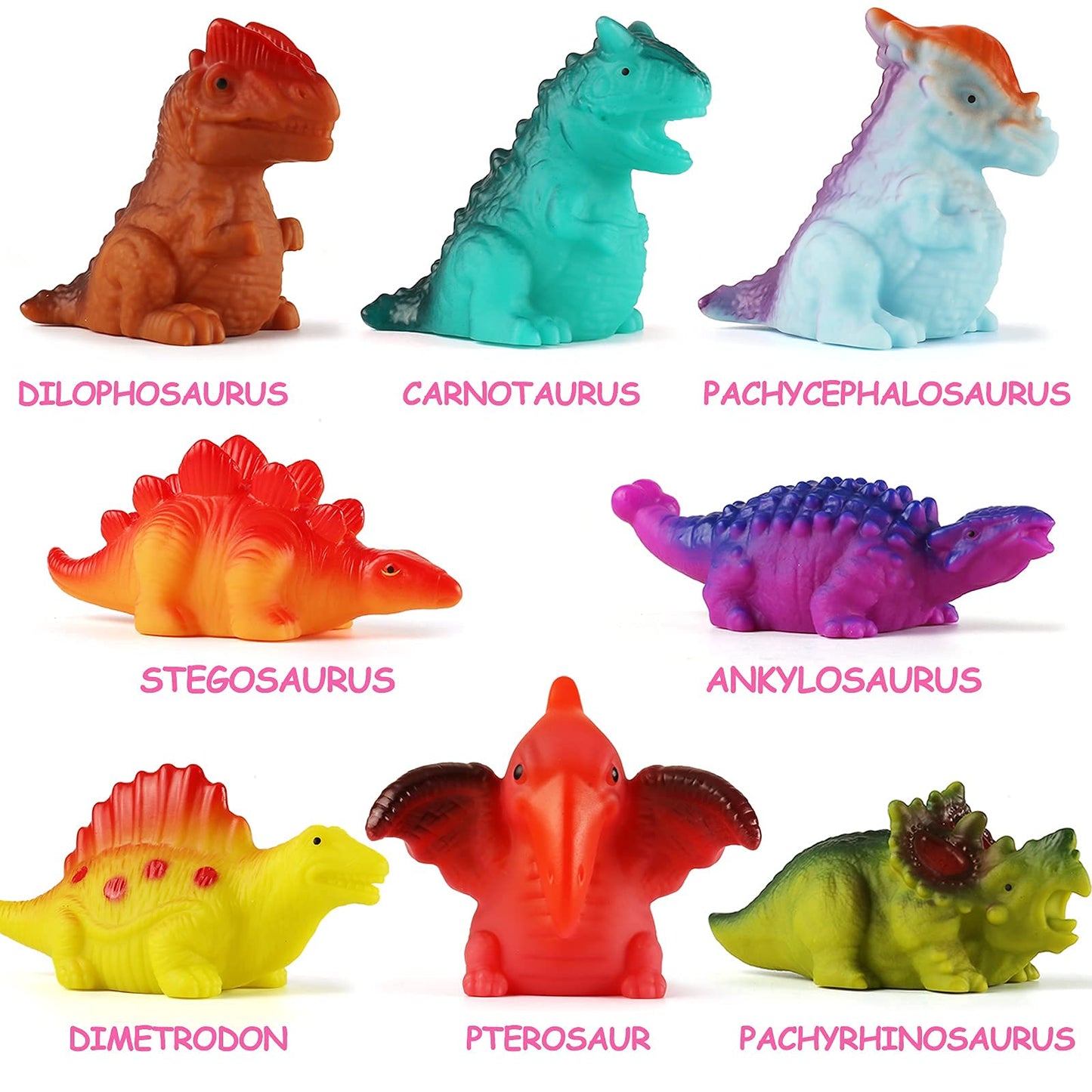 8 Pack Light up No Hole Dinosaur Bath Toy Set, Flashing Color Changing Light in Water, Floating Dino Bathtub Bathroom tub Pool Toy for Baby Infant Kid Toddler Child Boy Girl Preschool in Christmas