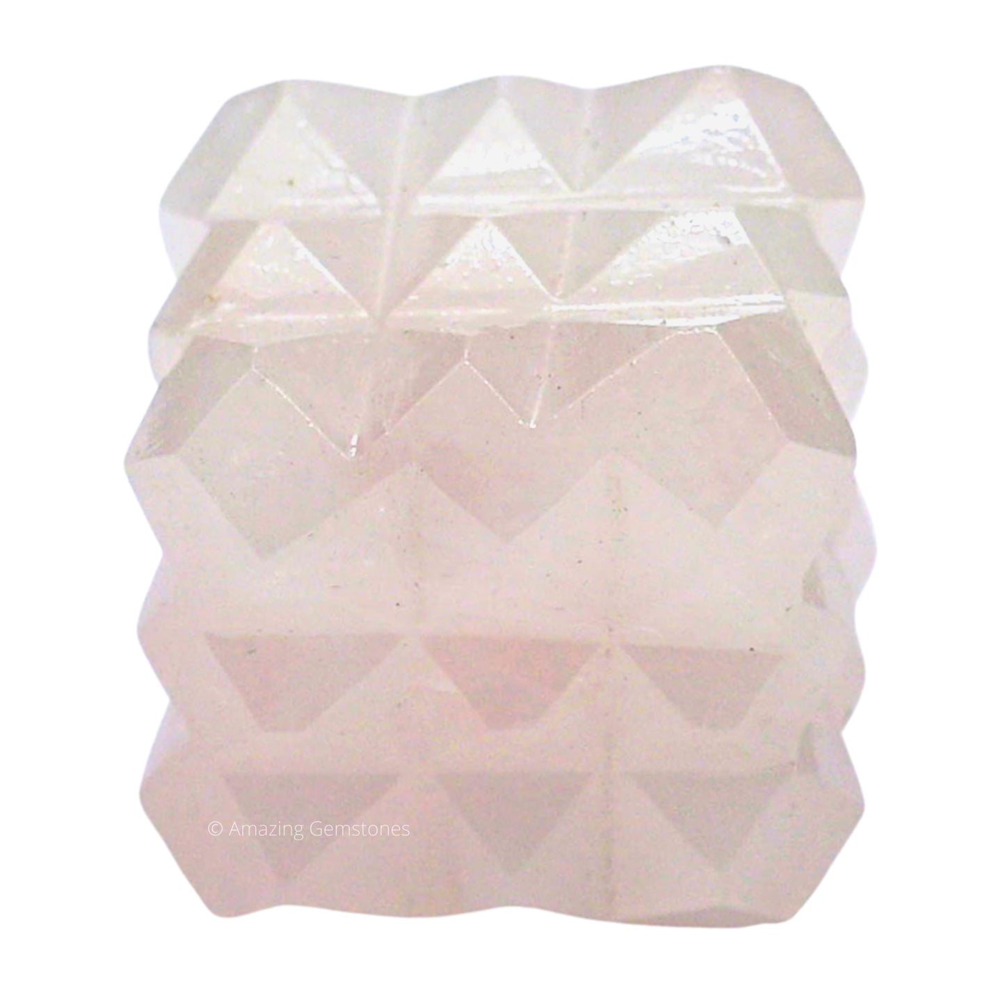 Amazing Gemstone Rose Quartz Crystal Cube with 54 Pyramid - 1" Mini Lemurian Pyramid Cube Figurine of Natural Stone Pyramid for Meditation, Reiki, Chakra Balancing Vastu Pooja and Crystal Grids
