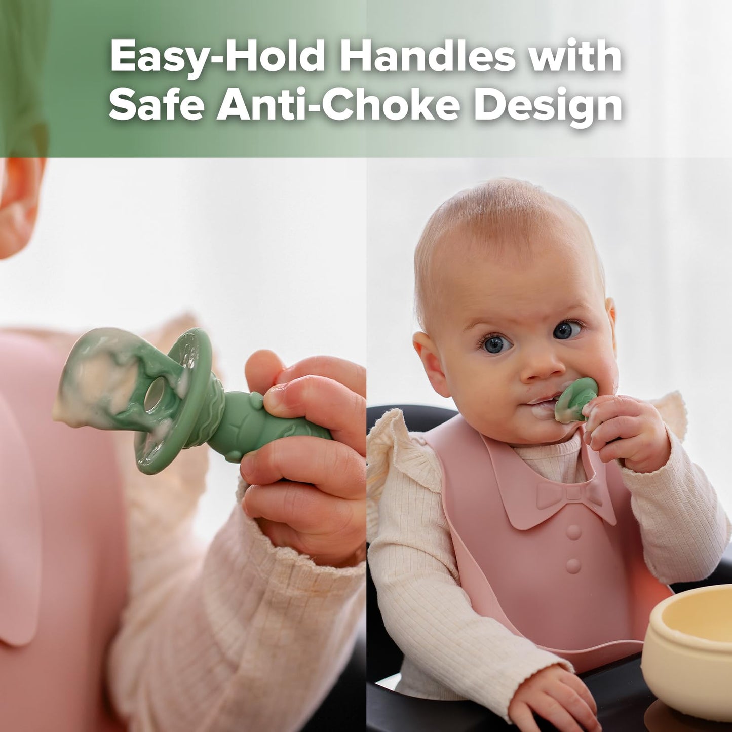 Haakaa Silicone Crab Teether&Astronaut Beginner Silicone Cutlery Set-Baby Toys,360°Baby Toothbrush Head for Infant Self-Brushing Training-Toddler Spoons Self Feeding 6+Months