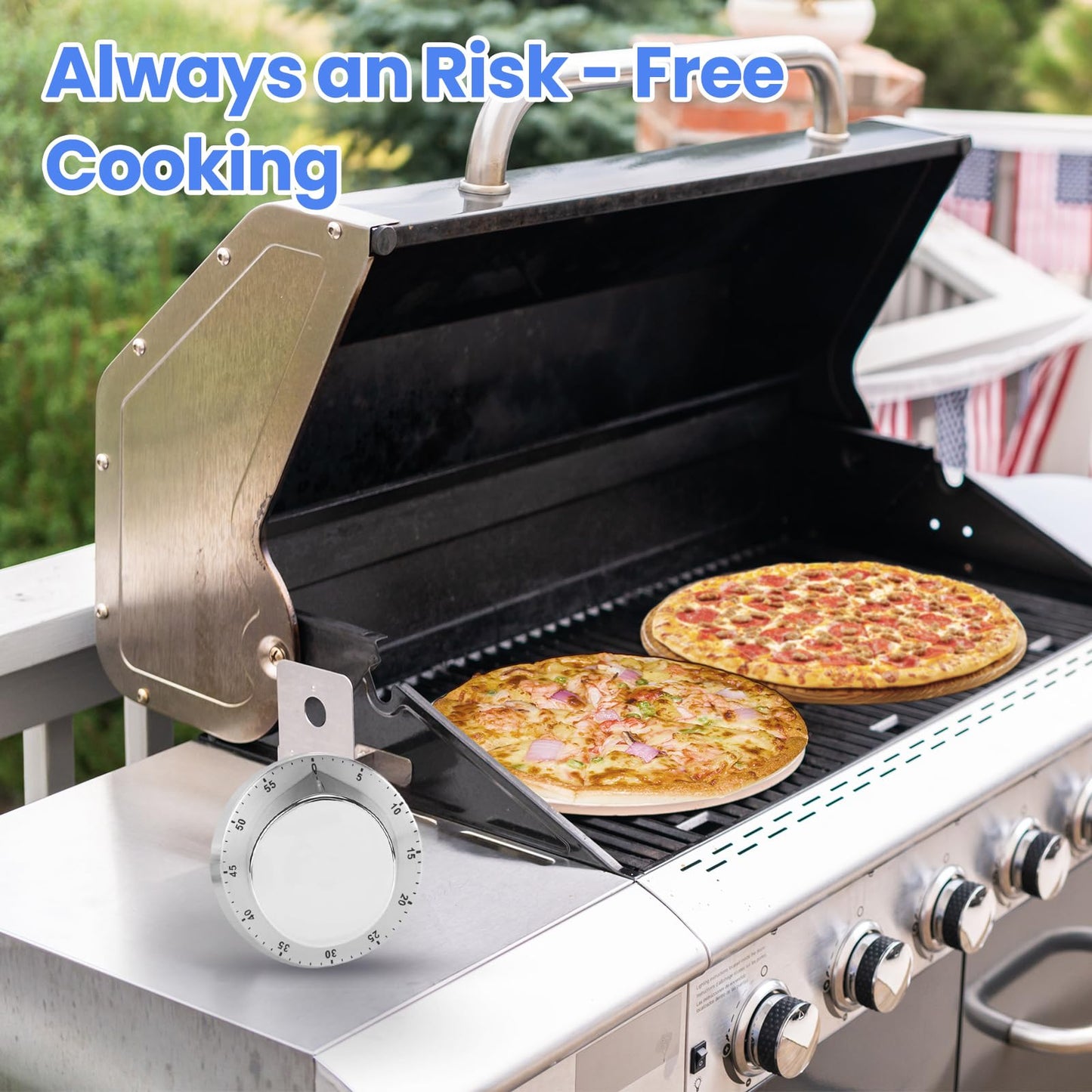 Kitchen Timers for Cooking, Chef Cooking Timer Clock with Loud Alarm - Magnetic Backing 100% Mechanical Desk Timer - No Batteries Required, Countdown Reminder Magnetic - Exquisite Stainless Steel Body