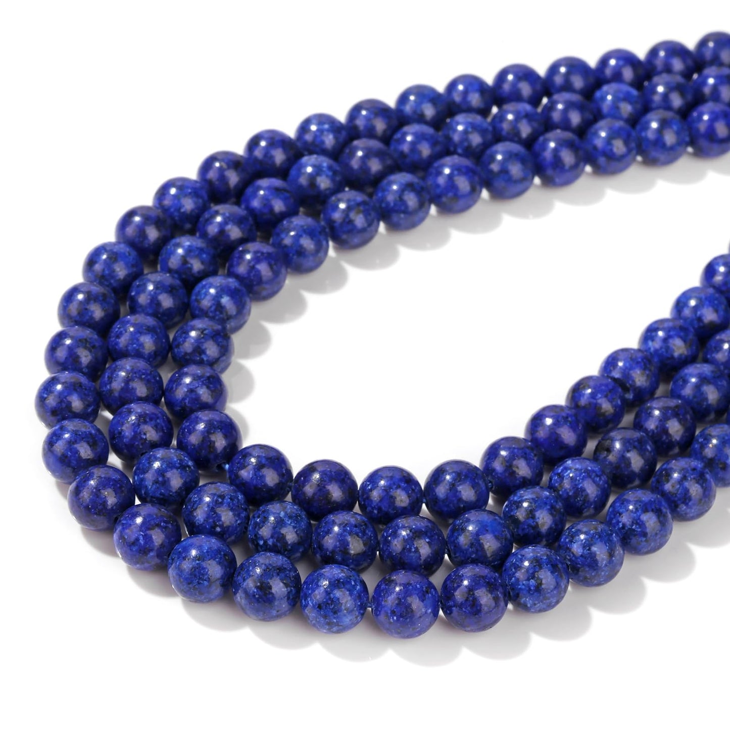 Risyfjew 50PCS 8mm Natural Lapis Lazuli Beads Gemstone Round Loose Beads for Jewelry Making Chakra Crystal Stone Beads for Bracelets Necklace Earrings Making Supplies (50pcs/Strand)