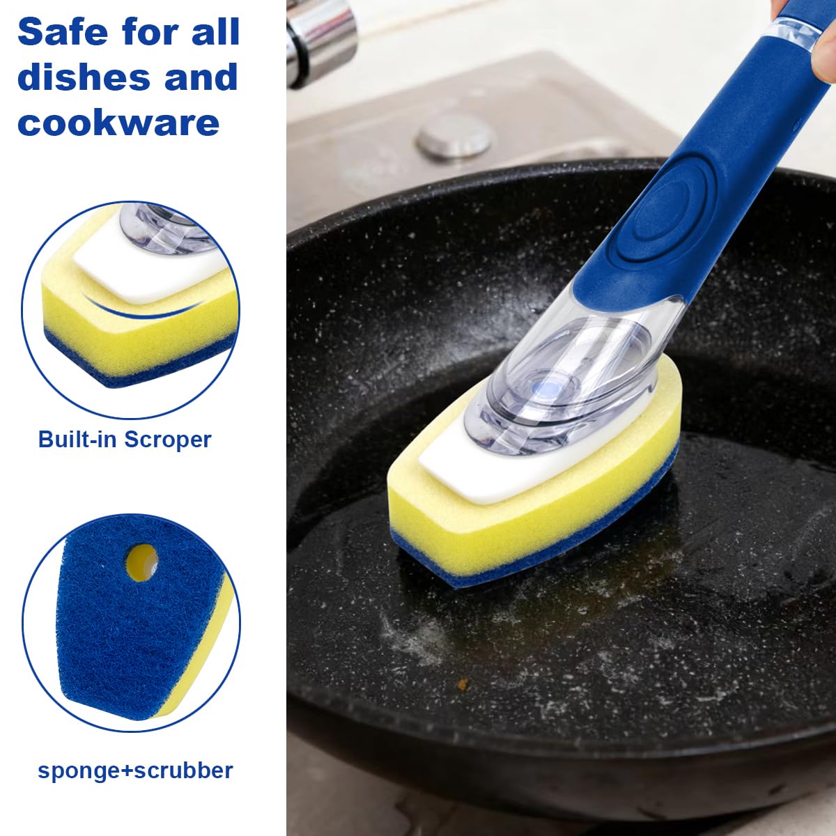 CELOX Dish Wand, Non-Scratch Dish Scrubber with soap Dispenser
