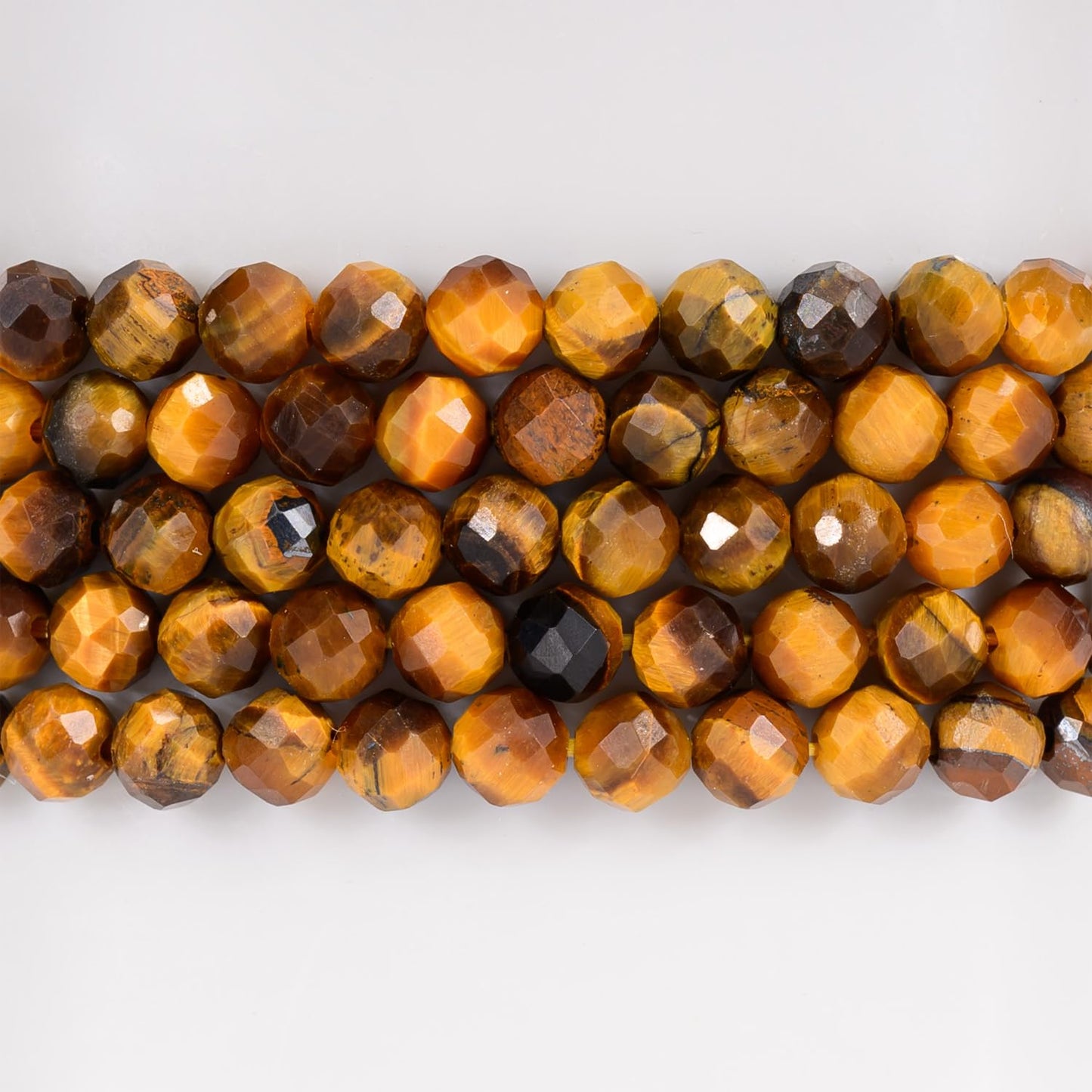 Angelstones Natural Golden Tiger Eye Gemstone Stretch Bracelet, 4mm Faceted Round Beads, Crystal Healing for Women