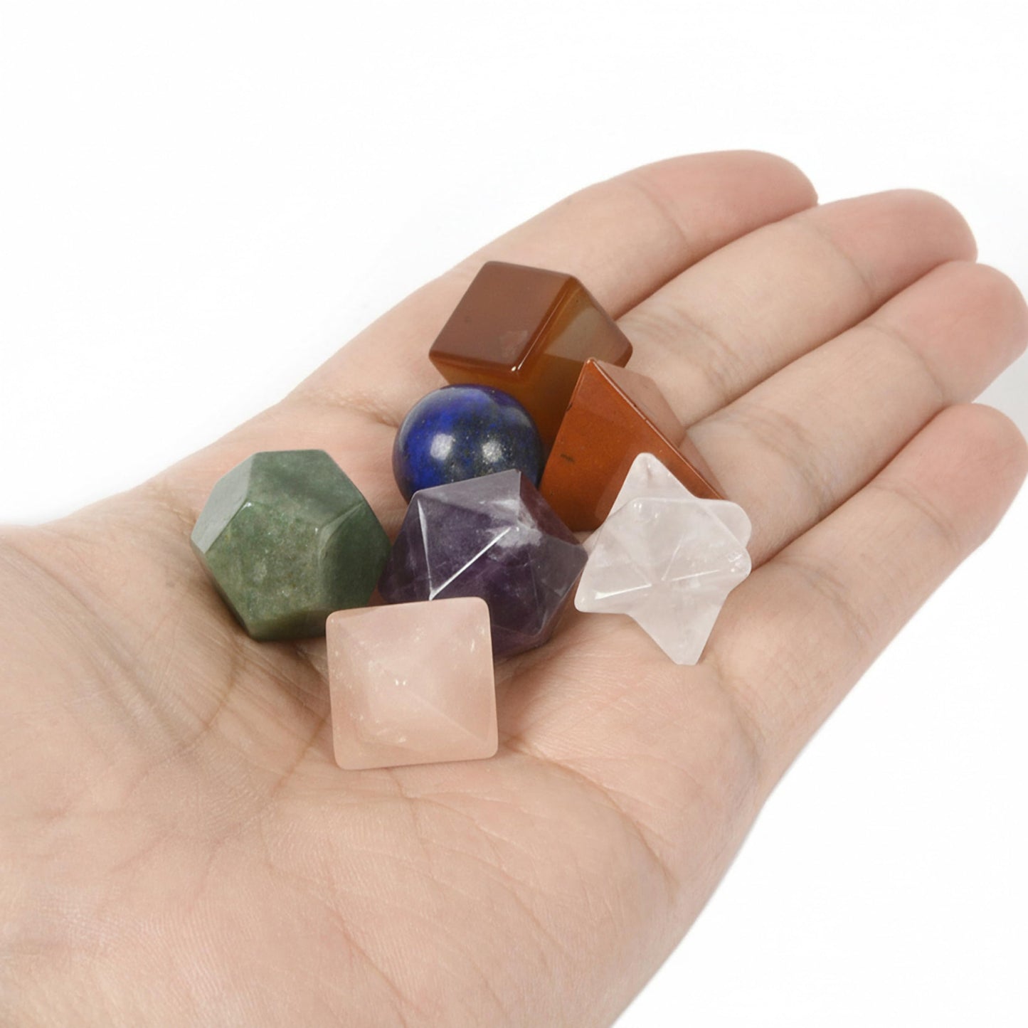 Justinstones 7 Chakra Healing Crystals Kit Sacred Geometry Platonic Solids Tumbled Stones Set Lucky Decoration