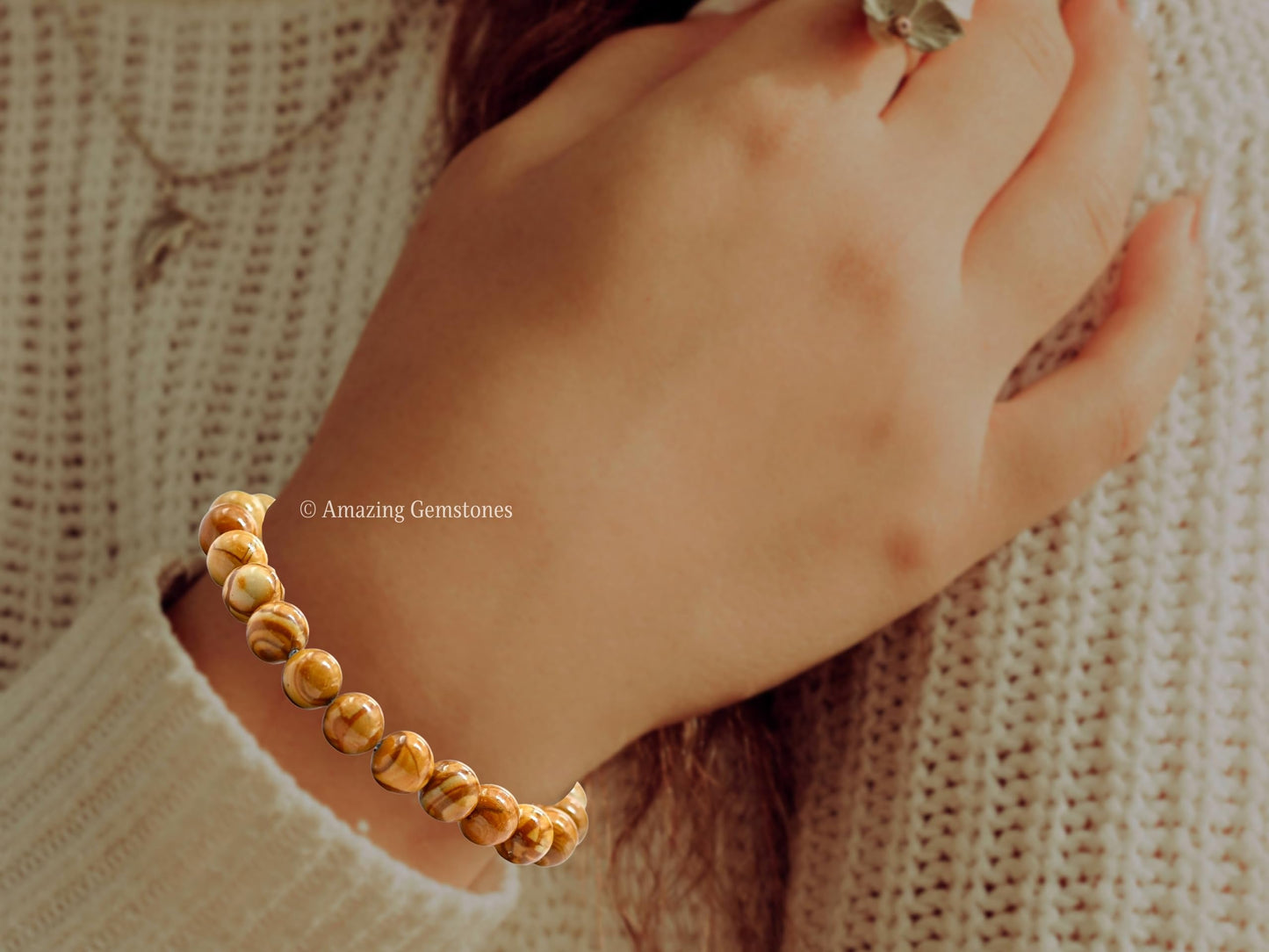 Amazing Gemstone Crystal Bracelet for Women Men's Gifts - Protection Healing Crystal Bracelet - 8mm Gemstone Beaded Stretchable Bracelet Pulseras Para Hombres Mujer Stocking Stuffers Mothers Day Gift (Yellow Jasper)
