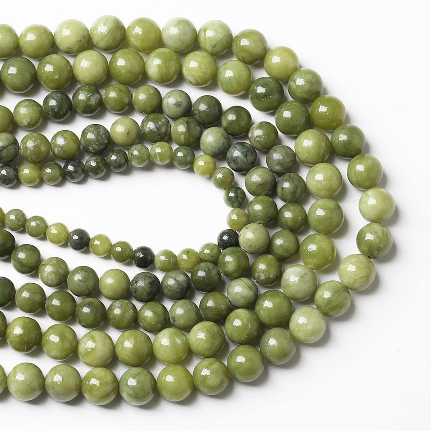 Natural Chinese Green Jade Beads Gemstone Round Loose Beads for Jewelry Making DIY Bracelet Necklace 8mm 45pcs 15" Inch