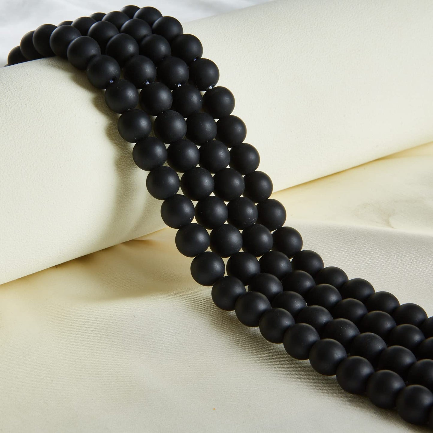 60pcs 6mm Matte Black Beads Natural Gemstone Beads Round Loose Beads for Jewelry Making