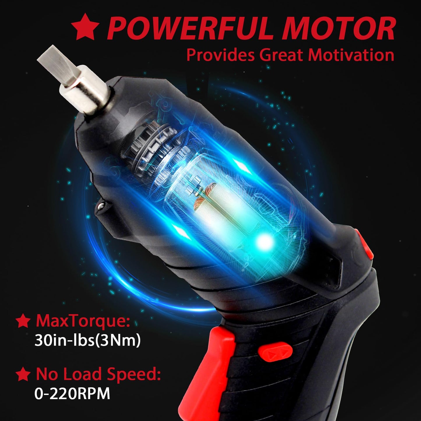 MYMULIKE Cordless Electric Screwdriver, 3.6V Rechargeable Power Screwdriver with 47pcs Accessories, usb Charging, 3Nm Screw Gun, Mini Screwdriver set with LED Light Electric Power Drill Set