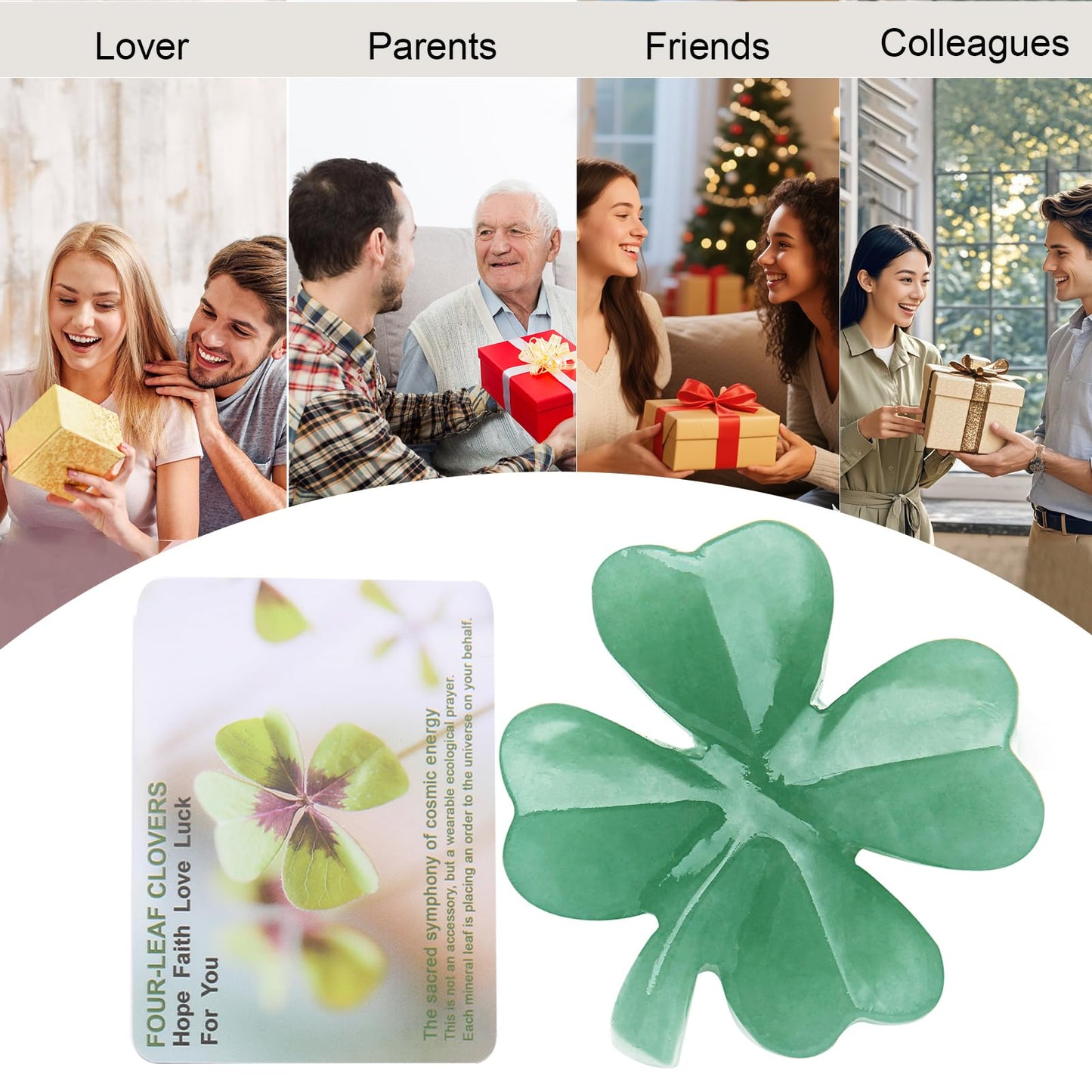 Hguxmcu Natural Green Aventurine Four Leaf Clover - Feng Shui Lucky Crystal for Love Positivity, Polished Healing Stone Decor, Birthday Gift for Her Gift for Women Men