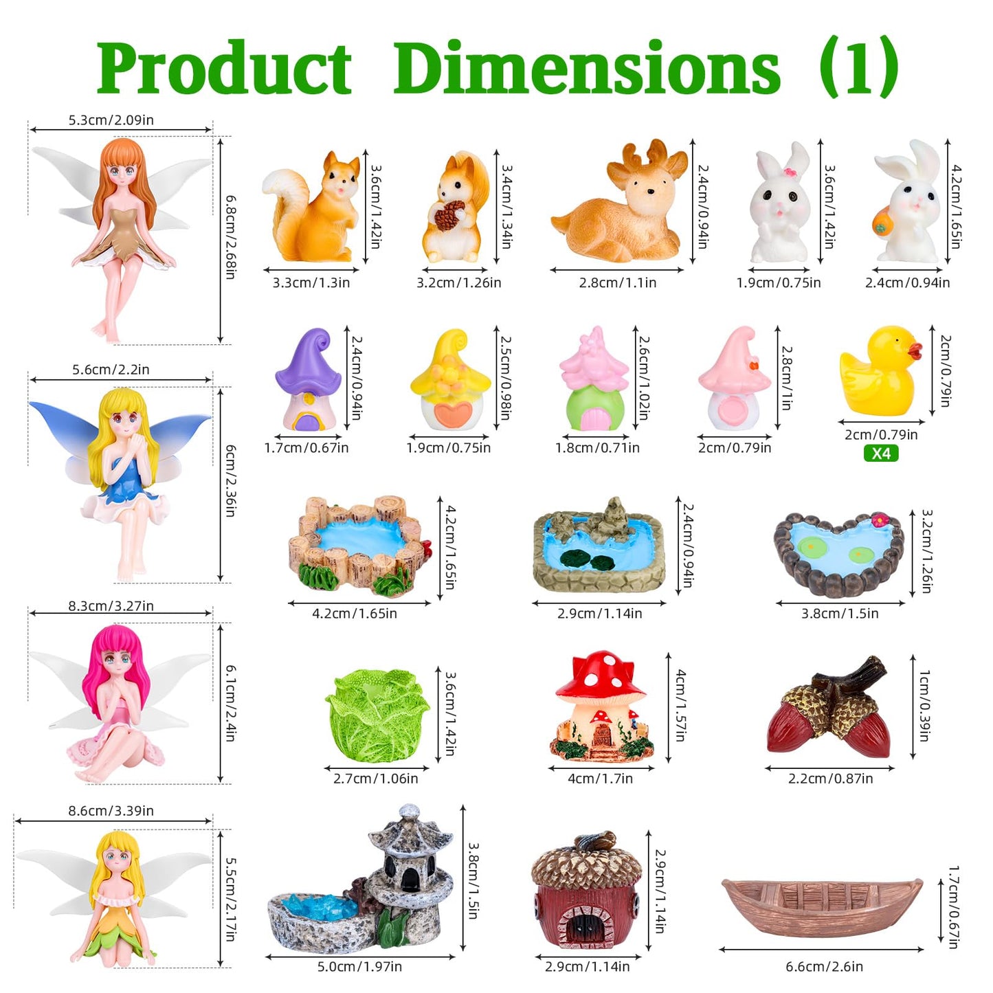 NSBUDIN 54 Pcs Fairy Garden Accessories - Miniature Garden Accessories Set with Resin Animal Figurines, Fairy Elves & Mini Ornaments for DIY Mini Garden & Terrarium