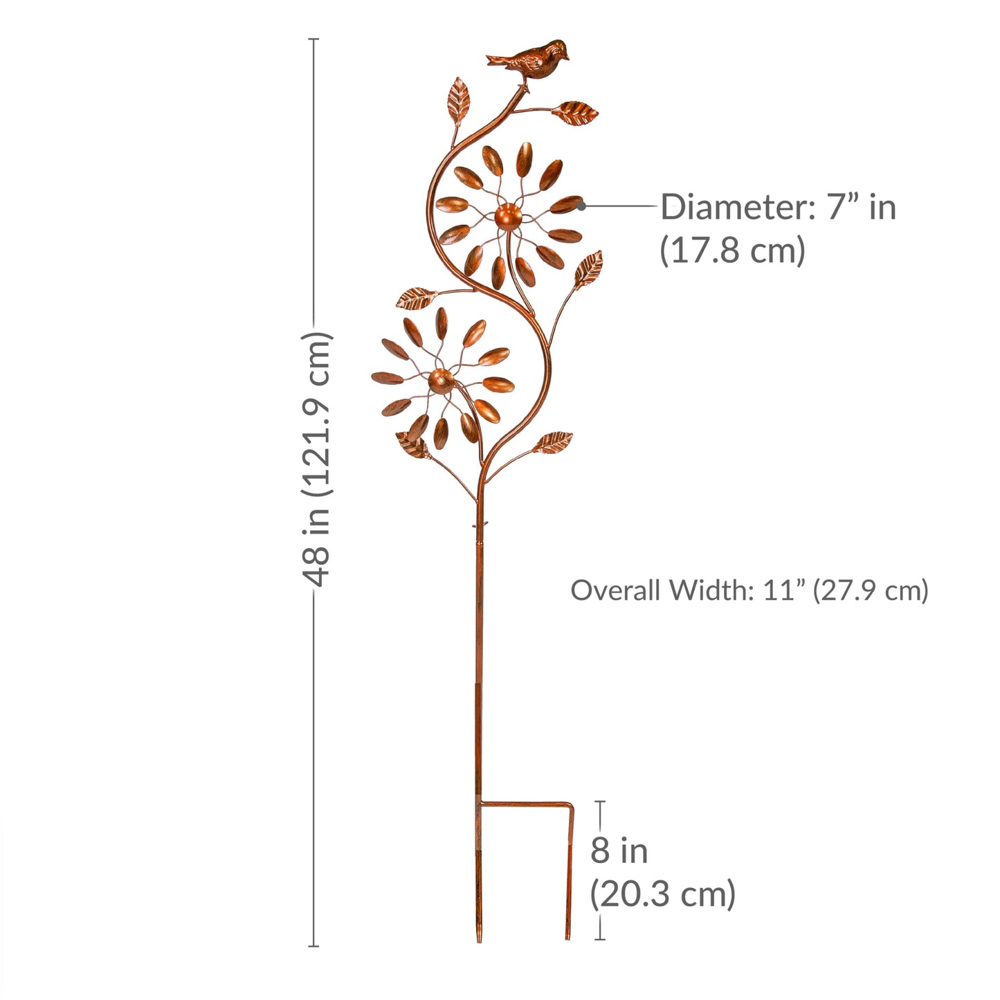 Sunnydaze Twirling Twigs Large Wind Spinners Outdoor for Garden - Spinner Yard Art with 2-Point Step-in Stake - 48" H