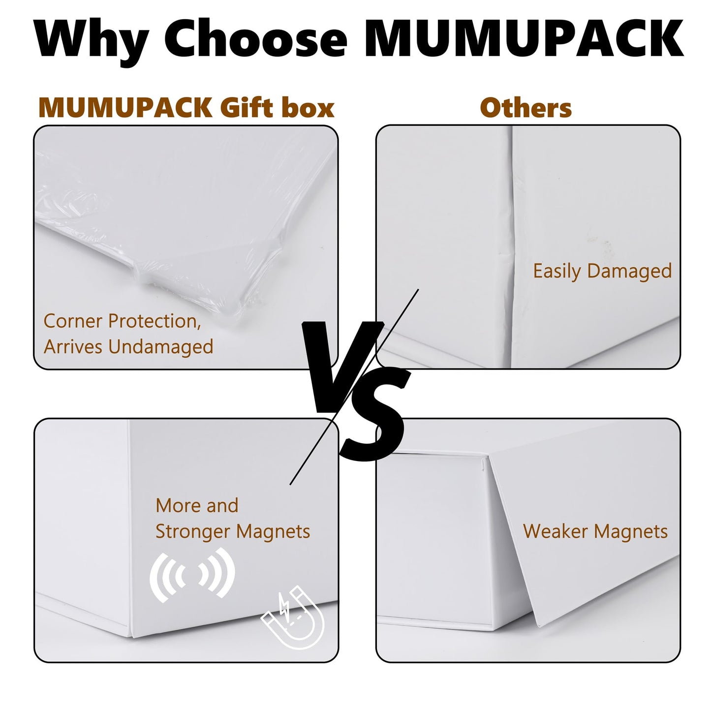 MUMUPACK 6 Pack White Gift Boxes With Lids,9x9x4 Inch Bridesmaid Proposal Box And Printable Stickers,Proposal Boxes With Ribbon For Wedding, Packaging, Present, Birthday