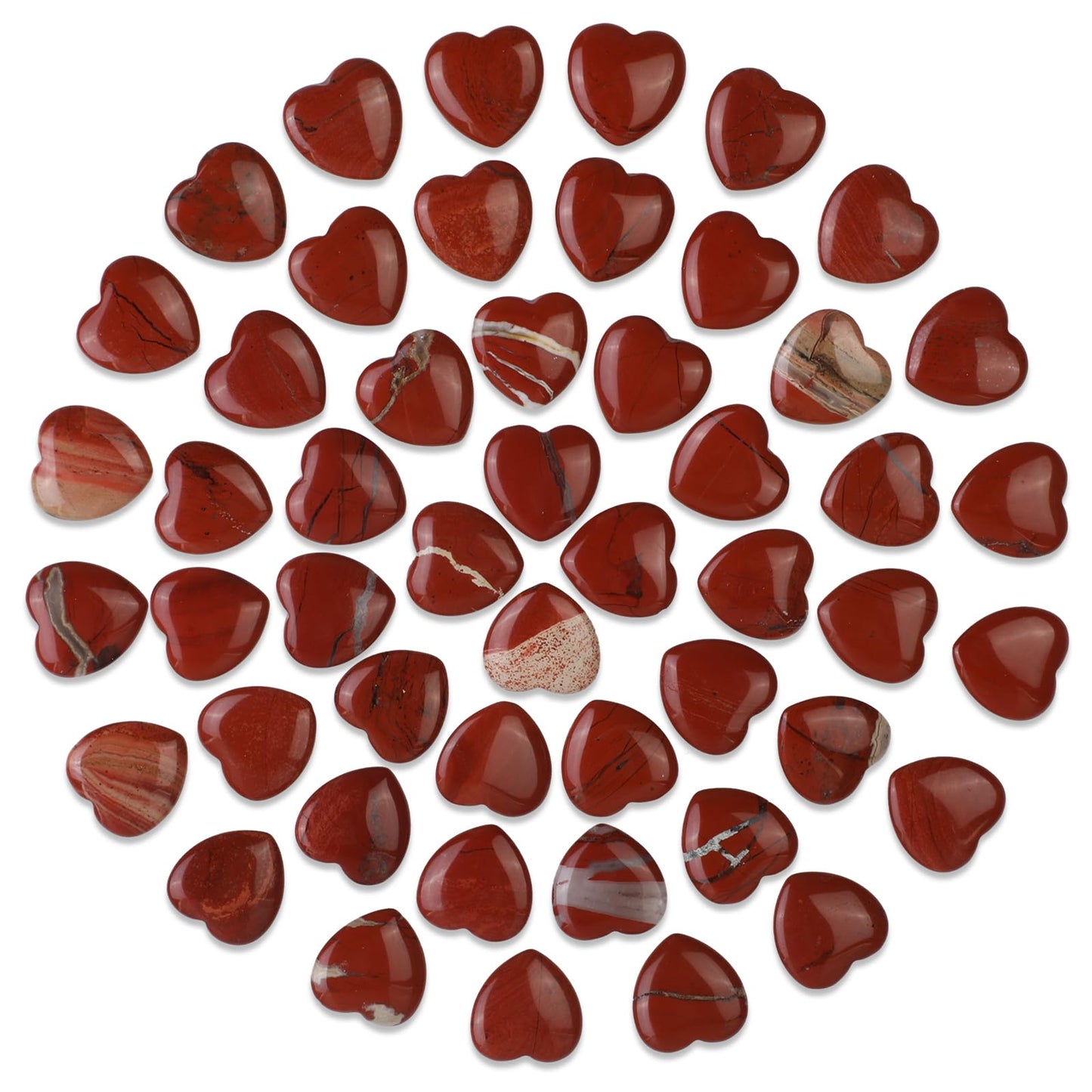 Gerrii 50 Pcs Heart Healing Stone Bulk Quartz Heart Inspirational Stones Gift for Women Love Pocket Polished Natural Energy Balancing Meditation 0.8 Inch(Red)