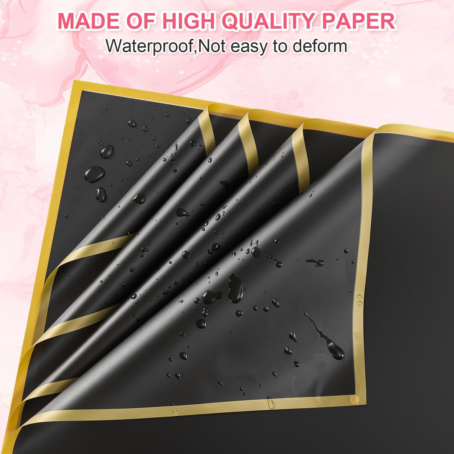 VinTS 167Pcs Floral Bouquet Wrapping Paper Waterproof Flower Wrapping Paper 66 Sheets 6 Colors with Ribbons 3D Butterfly,Golden Crowns for Valentines Florist DIY Project Bouquet Flower