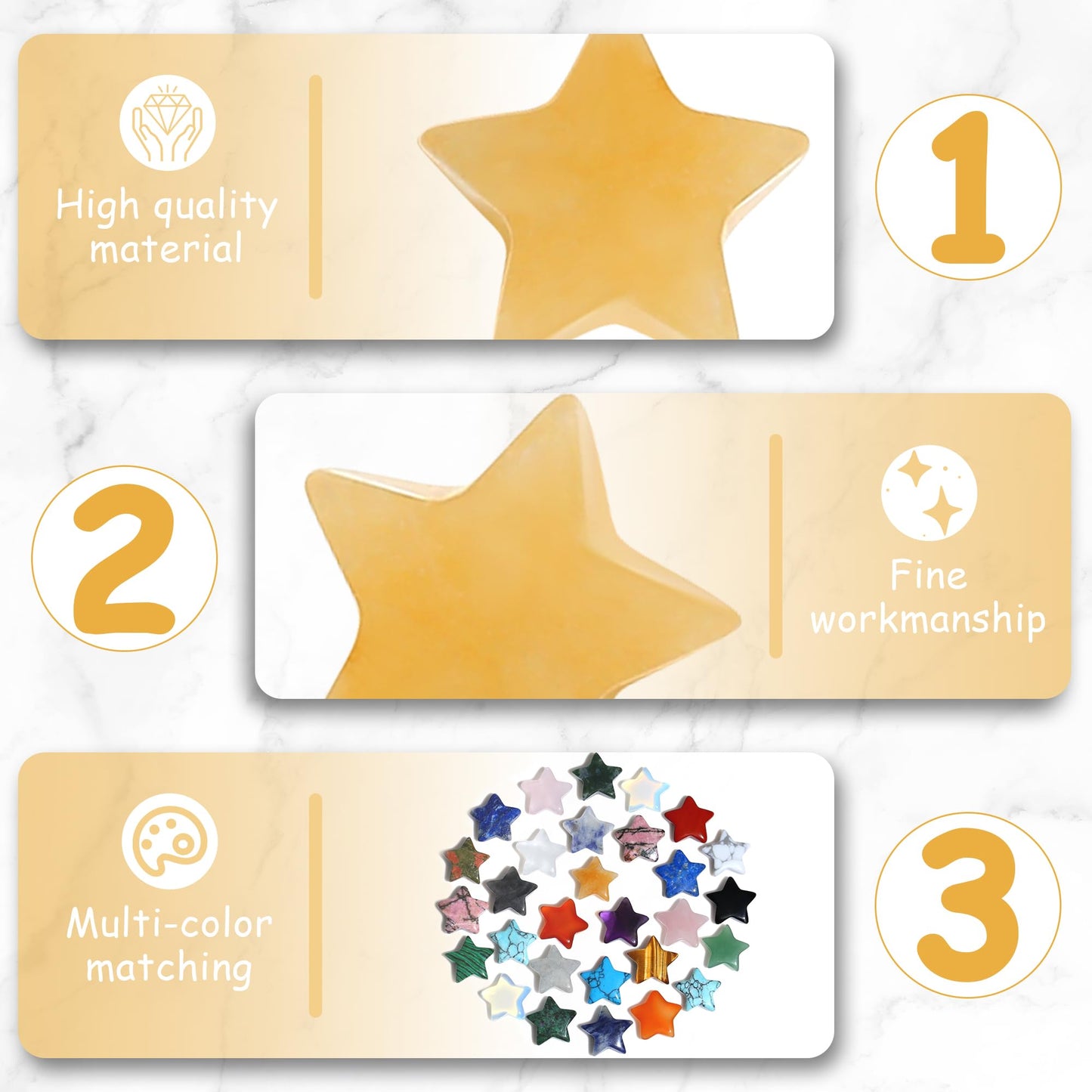 QINJIEJIE 20 PCS Citrine Crystals Star Stone Healing Crystal Set Mini Crystal Bulk Polished Stone Star Gemstones Wholesale for Meditation Energy Balancing Crystal Gifts Stocking Stuffers for Women
