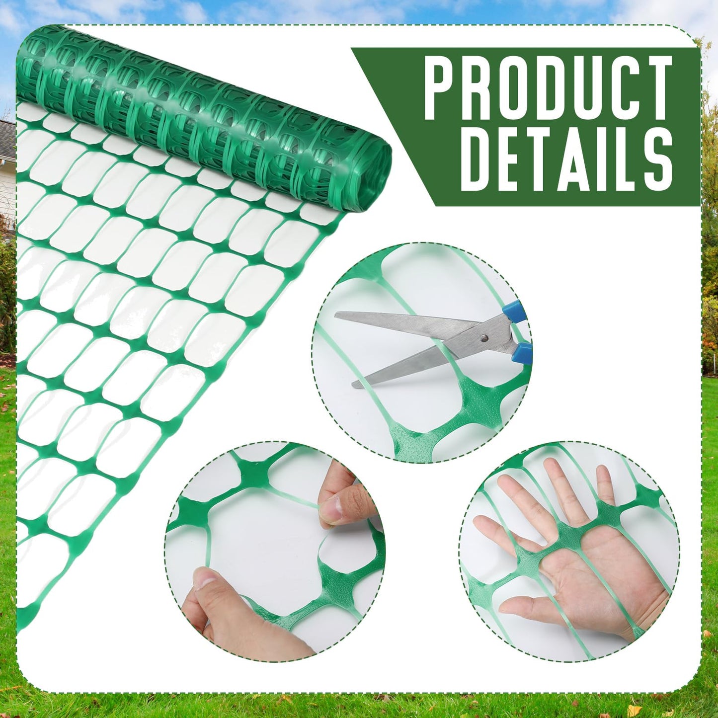Landical 4 Roll Plastic Garden Fence 4 x 100 Ft Green Temporary Fencing Roll Outdoor Snow Fence Safety Construction Barrier Garden Netting for Patio Yard Plant Pet
