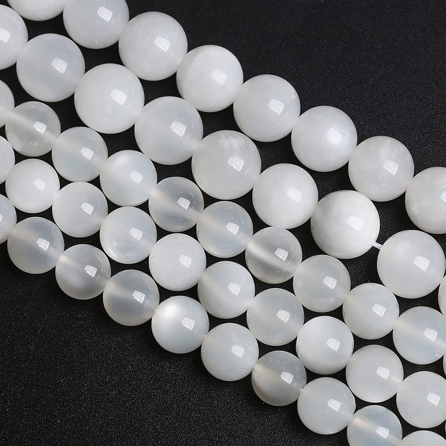 8MM 45PCS Natural White Moonstone Gemstone AAA Grade Crystal Spacer Loose Beads for Jewelry Making DIY Bracelet 15 Inches 1 Strand