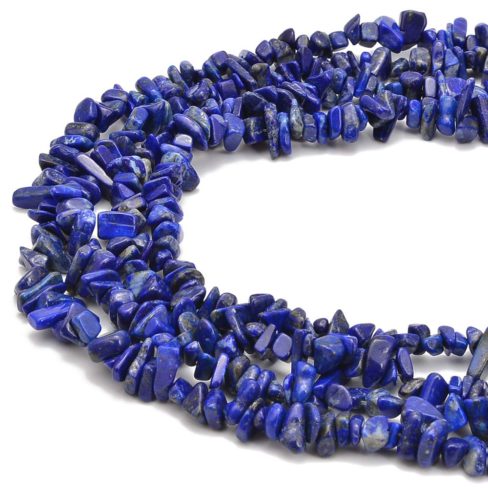 PLTbeads 5-8mm Natral Healing Gemstone Waist Bracelets Necklace Kit Irregular Stone DIY Crafts Design Jewelry Making 1 Strand per Bag Approxi 34 inch (Blue Lapis Lazuli Chips)