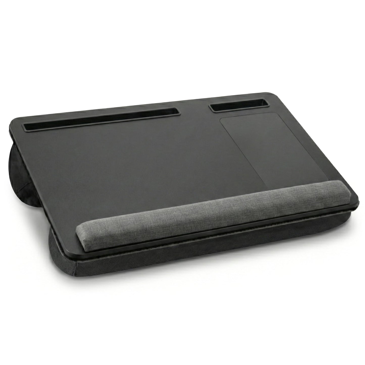 Lap Desk with Soft Cushion – Portable Laptop Desk for Bed, Couch & Home Office, Removable Mouse Pad & Anti-Slip Strip for 17 inch Laptop (Large, Wood and Black) (Black)