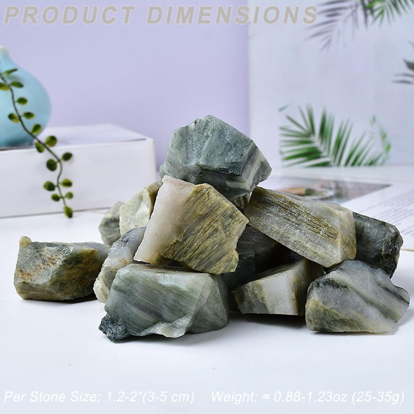 Erliway 1.25-2" Green Rutilated Quartz Raw Crystals, Natural Rough Green Rutilated Quartz Stone, Healing Stones for Fountain Rock, Home Decor Meditation Energy Balancing Wire Wrapping Reiki