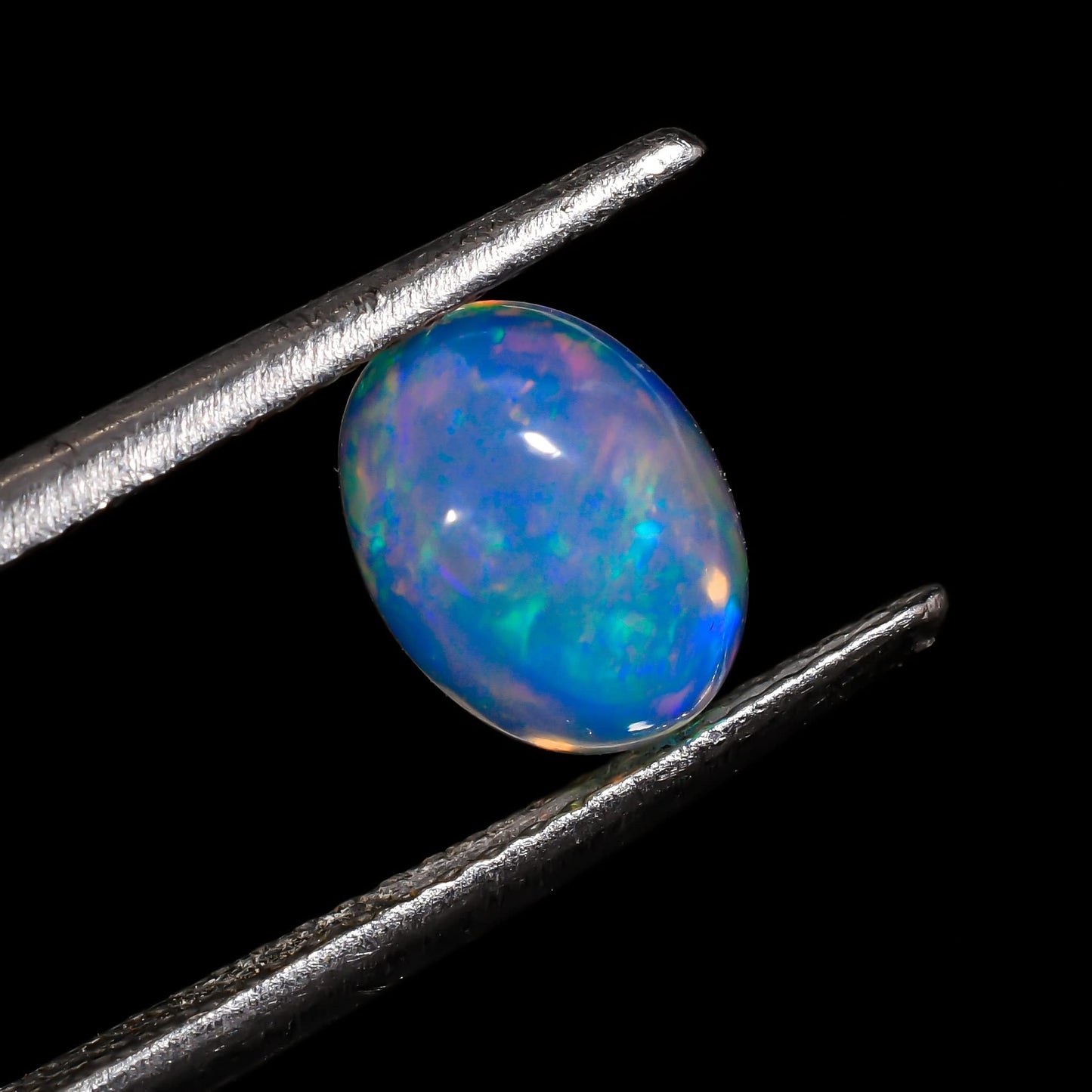 AURA GEMS Natural Ethiopian Opal Oval Cabochon, Opal Loose Gemstone For Jewelry Making, Fire Play Color Opal Oval Cabochon Cut All Calibrated Sizes (2 Stone Pack, Oval 8x6)
