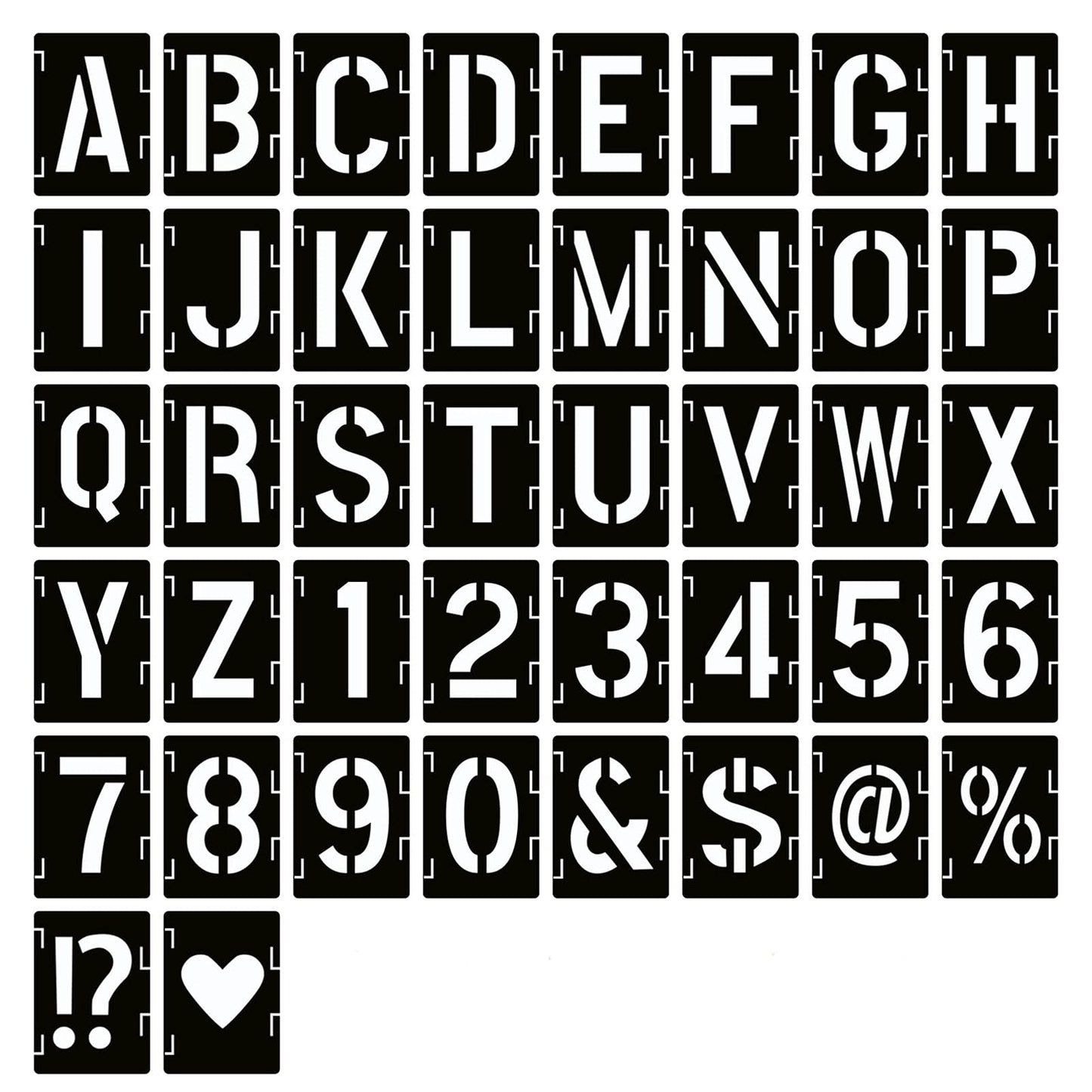 YEAJON 8 Inch Letter Stencils Symbol Numbers Craft Stencils, 42 Pcs Reusable Alphabet Templates Interlocking Stencil Kit for Painting on Wood, Fabric, Rock, Chalkboard, Sign, DIY Art Projects (8'')