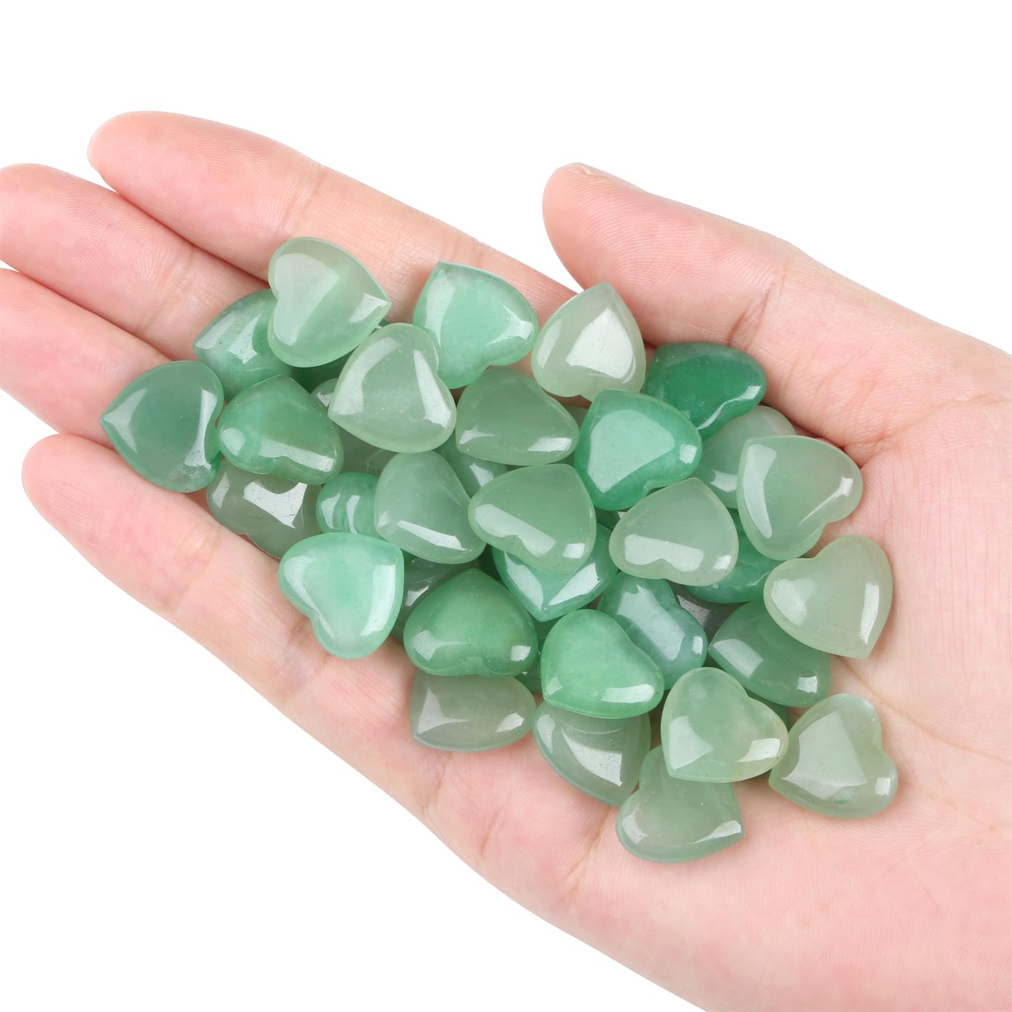 YATOJUZI 20PCS Green Aventurine Heart Stone Natural Healing Crystals Love Crystal Heart Bulk Wholesale Polished Stones Cute Pocket Gemstones Reiki Energy Gifts for Women