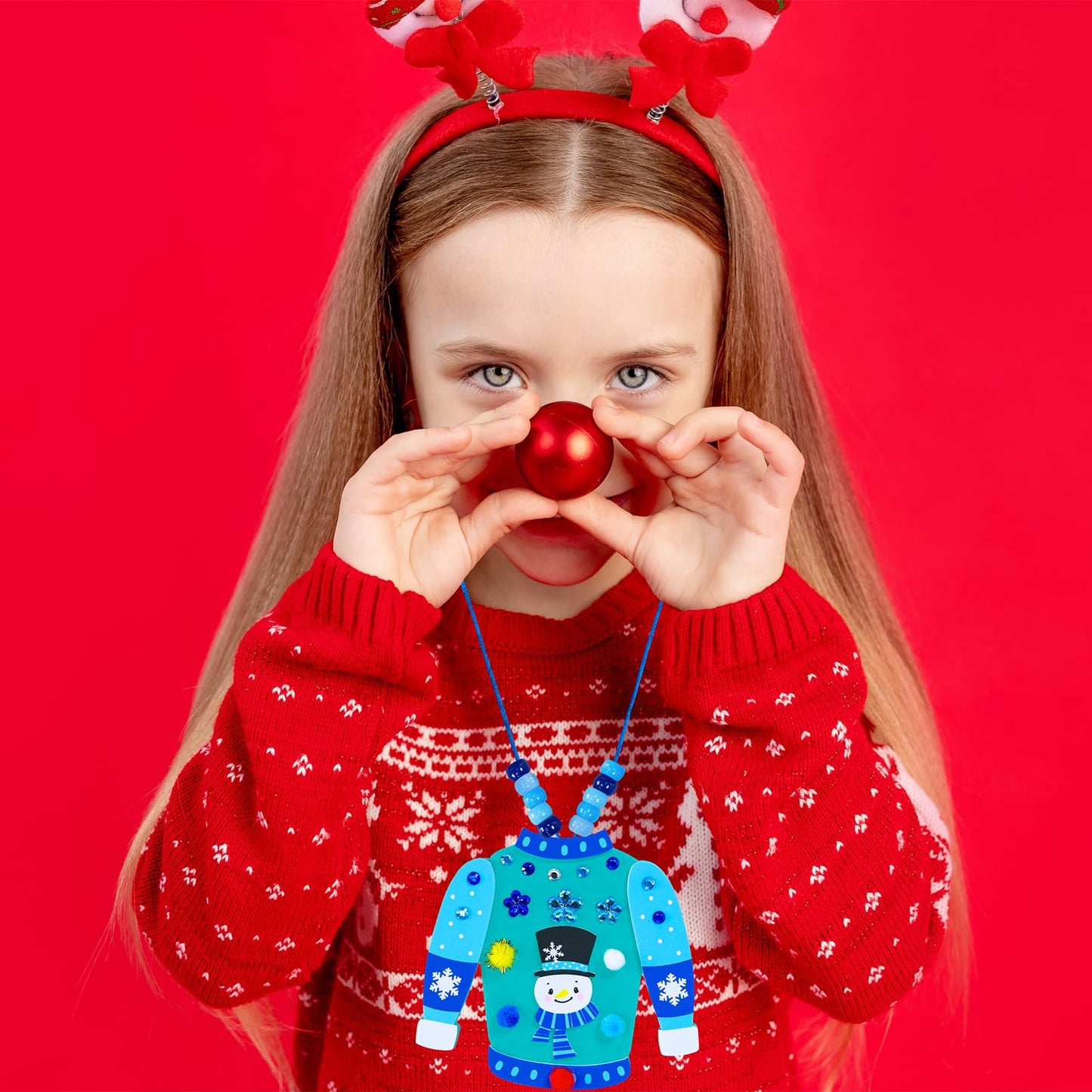 Winlyn 24 Sets Christmas Decorations DIY Ugly Sweater Necklaces Ornaments Winter Crafts Kits Foam Sweater Festive Foam Stickers for Kids Holiday Seasonal Gift Home Classroom Activities Party Favors
