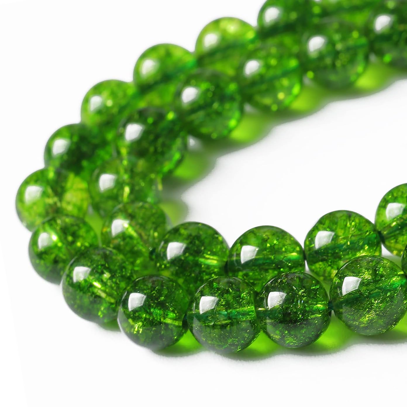 Natural Green Crystal Stone Beads for Jewelry Making DIY Bracelet Necklace Jewelry Making 1 Strand 15.5inch 35PCS 10MM