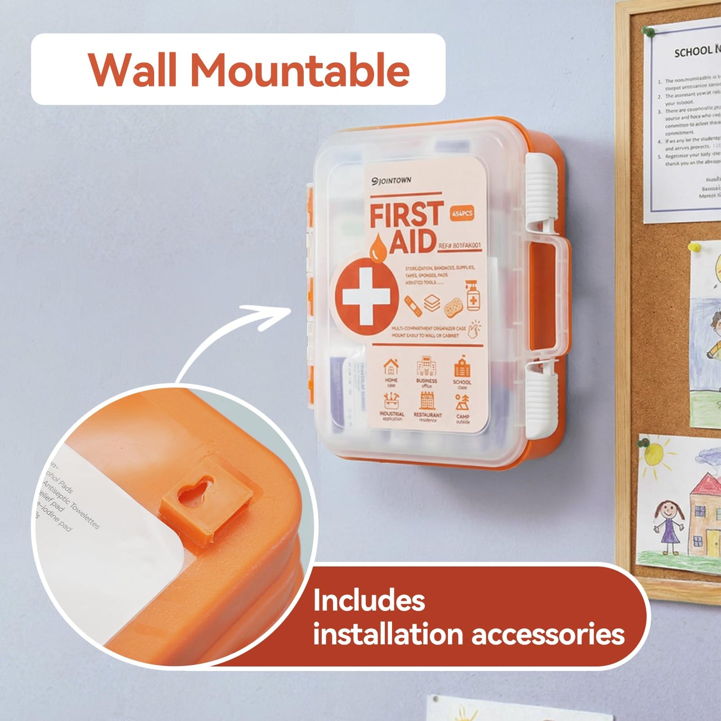 Jointown First Aid Kit, 454 Pieces All-Purpose, Home & Office Professional Medical Supplies, Ideal for Emergency, School, Business, Survival, Camping, Hunting and Sports