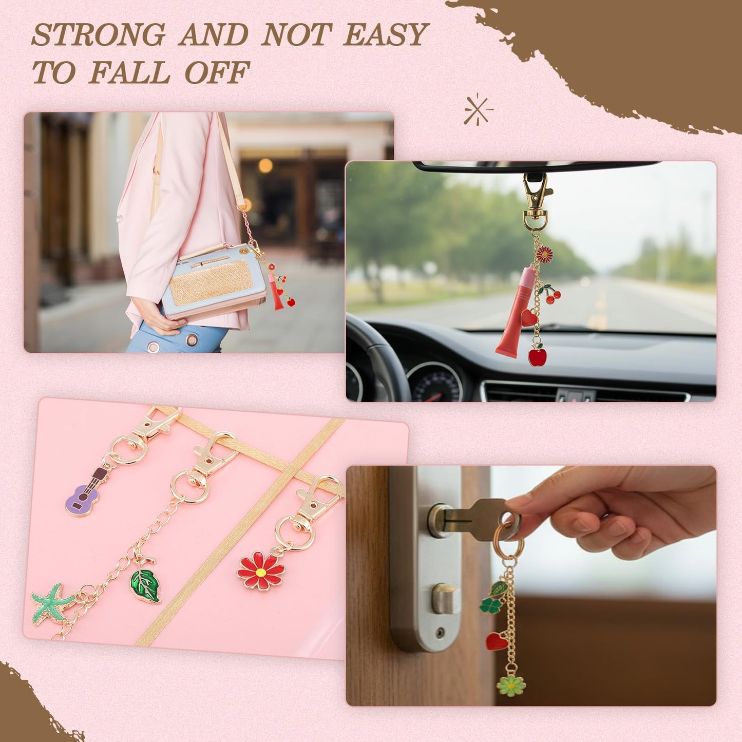 Pengxiaomei 401 Pcs Charms Jewelry Keychain Making Kits, Key Chains Women Cute Mothers Day Gifts Bag Charm Kit Including 150 Charms Keychains Making Supplies for DIY Crafting and Jewelry Gifts