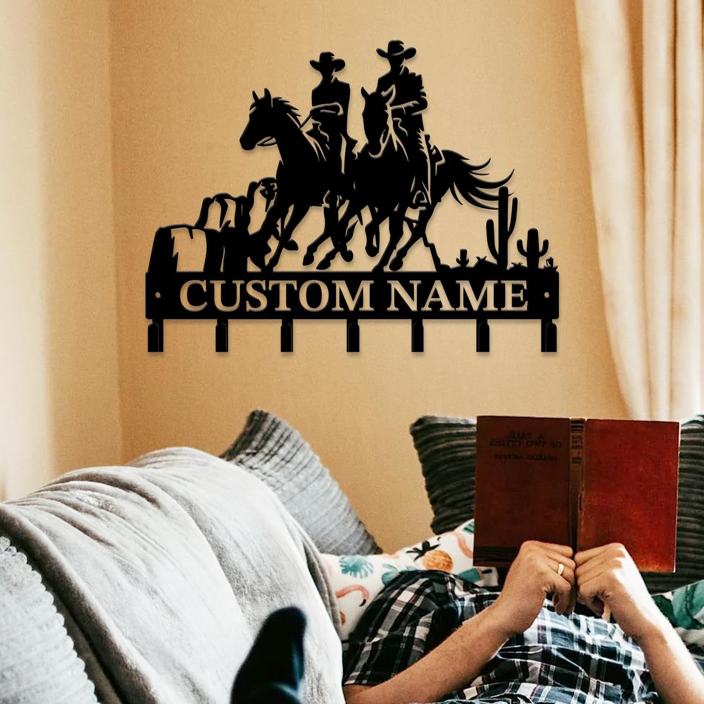 peanut case Personalized Farm Horse Keys Hooks,Custom Name Metal Cowboy Horse Art Keys Hooks,Metal Horse Lover Wall Home Storage Decorative Keys Hooks,Key Holder Hooks for Wall (Style E)