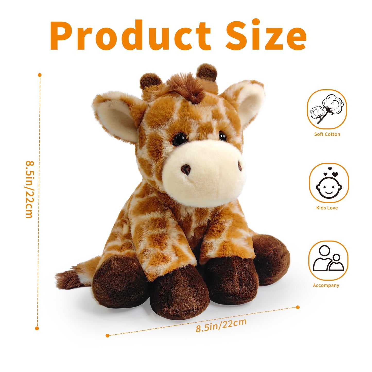 Hideekoog Giraffe Stuffed Animal Toys, 8.5 Inch Soft and Cuddly Giraffe Plush Animals Toy, Cute and Realistic Animals Gifts for Boys and Girls Toy for Toddlers 1-3