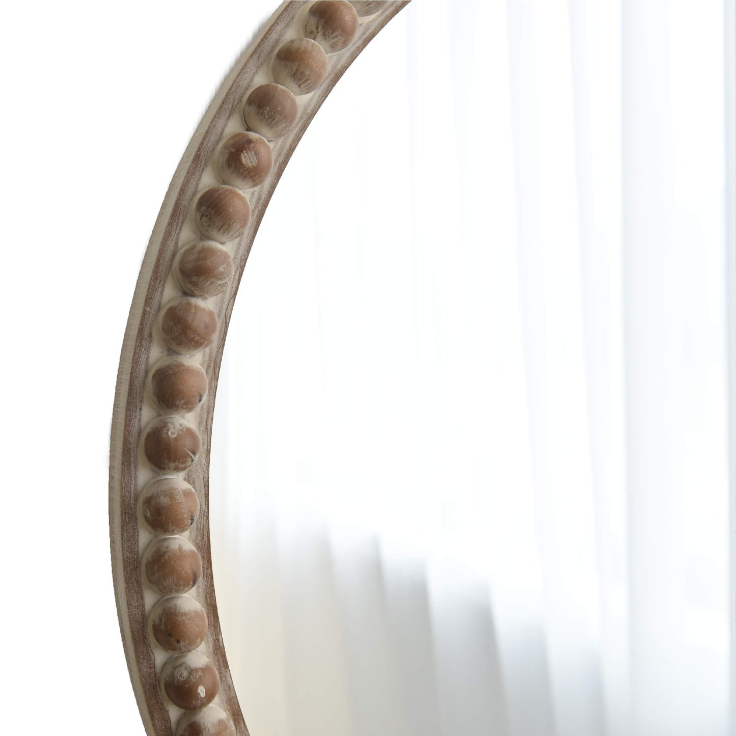 COZAYH Distressed Wood Frame Accent Mirror, Rustic Farmhouse Style Decorative Wall Mirror (Round)